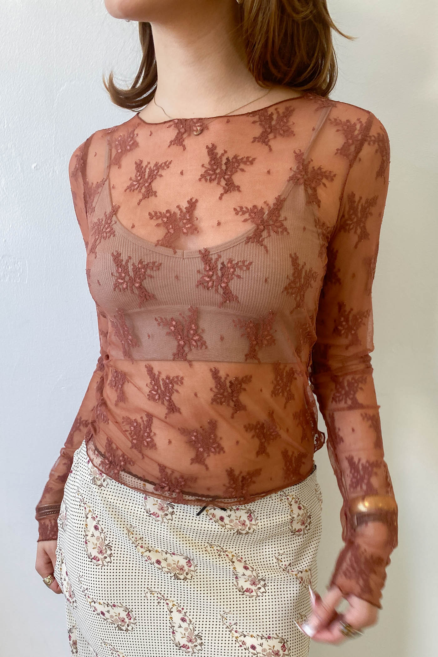 Long Sleeve Lace Layering Top