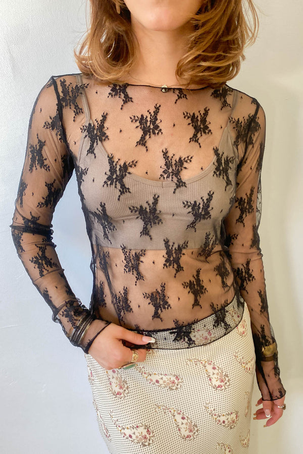 Long Sleeve Lace Layering Top