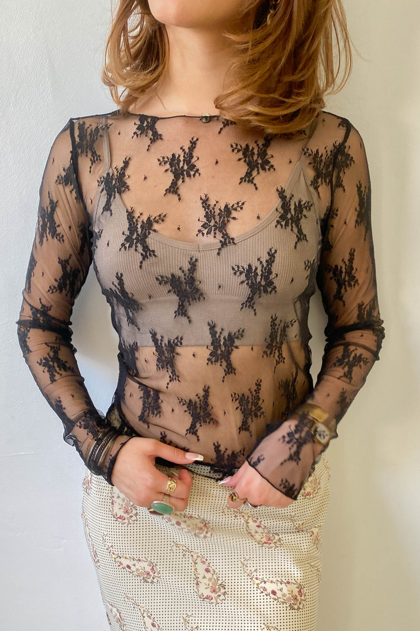 Long Sleeve Lace Layering Top