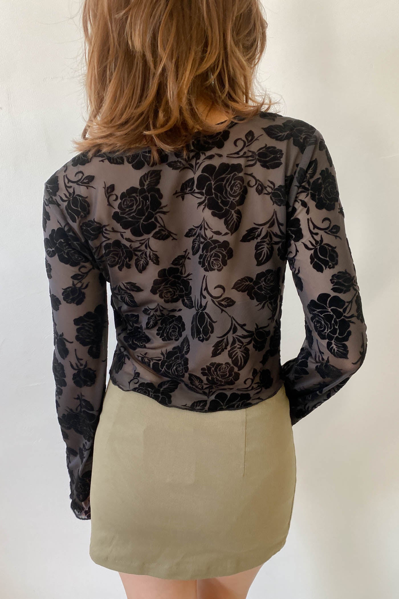 Floral Split Front Mesh Top