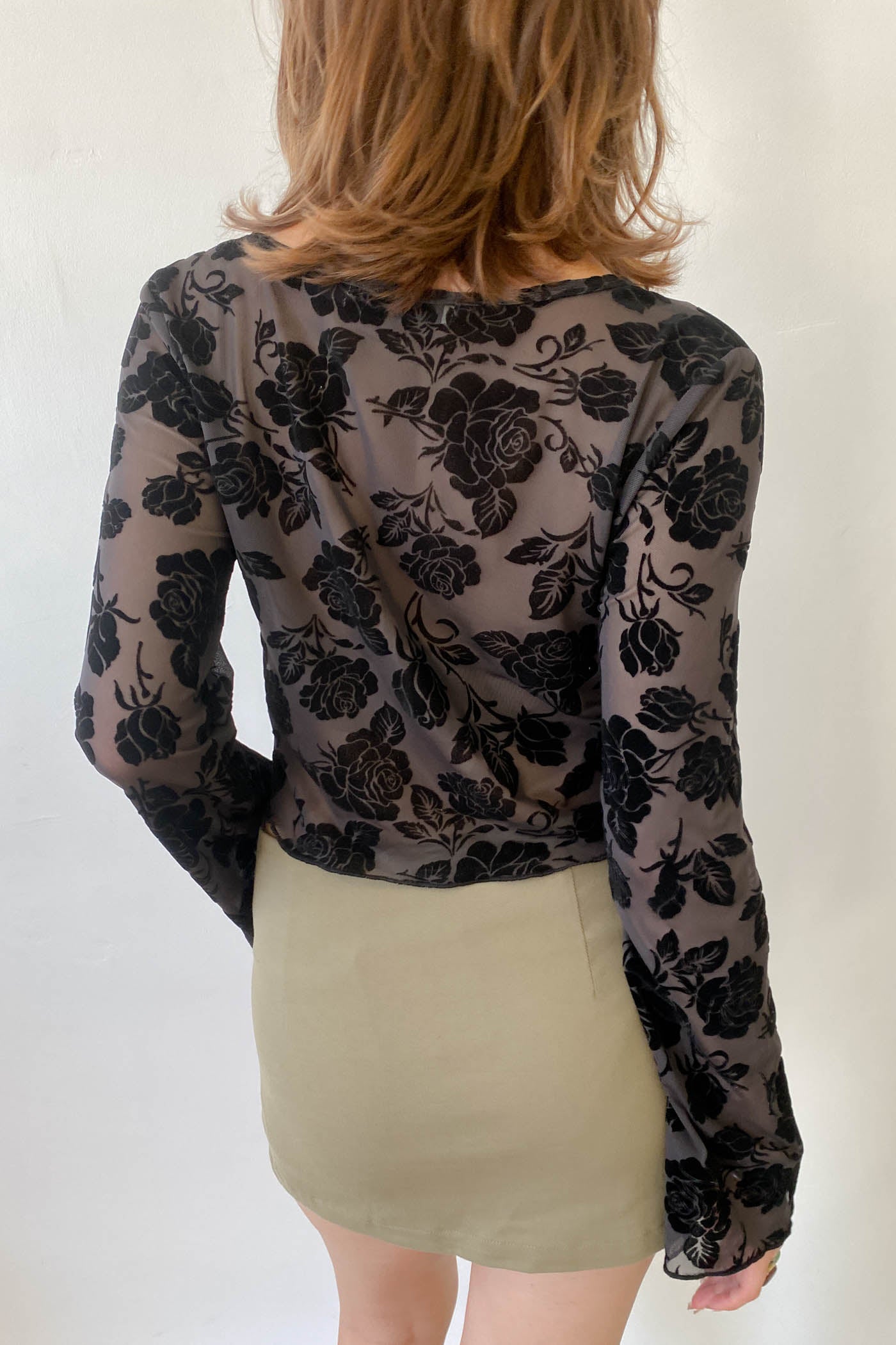 Floral Split Front Mesh Top