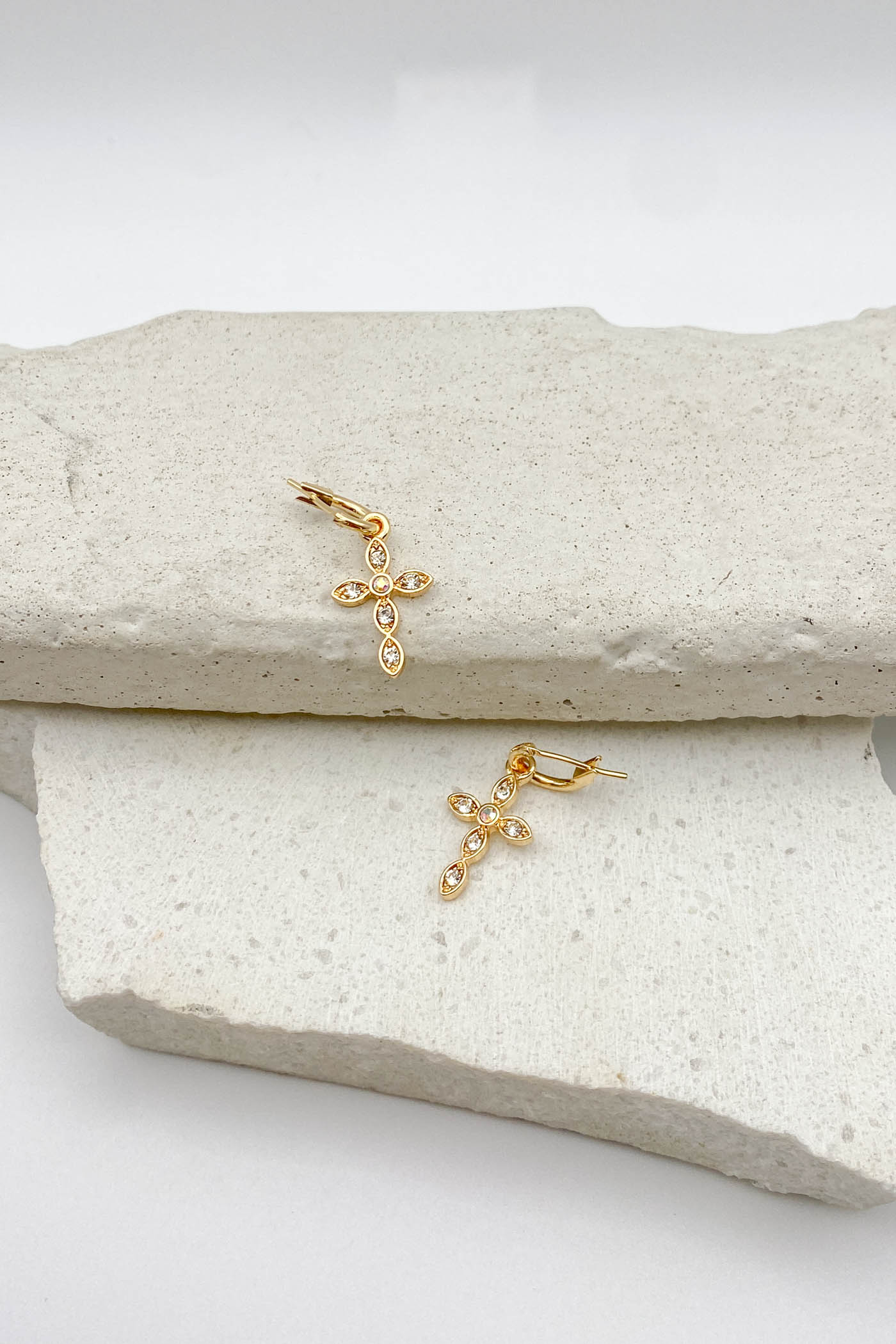 Gold Dipped Cross Earrings