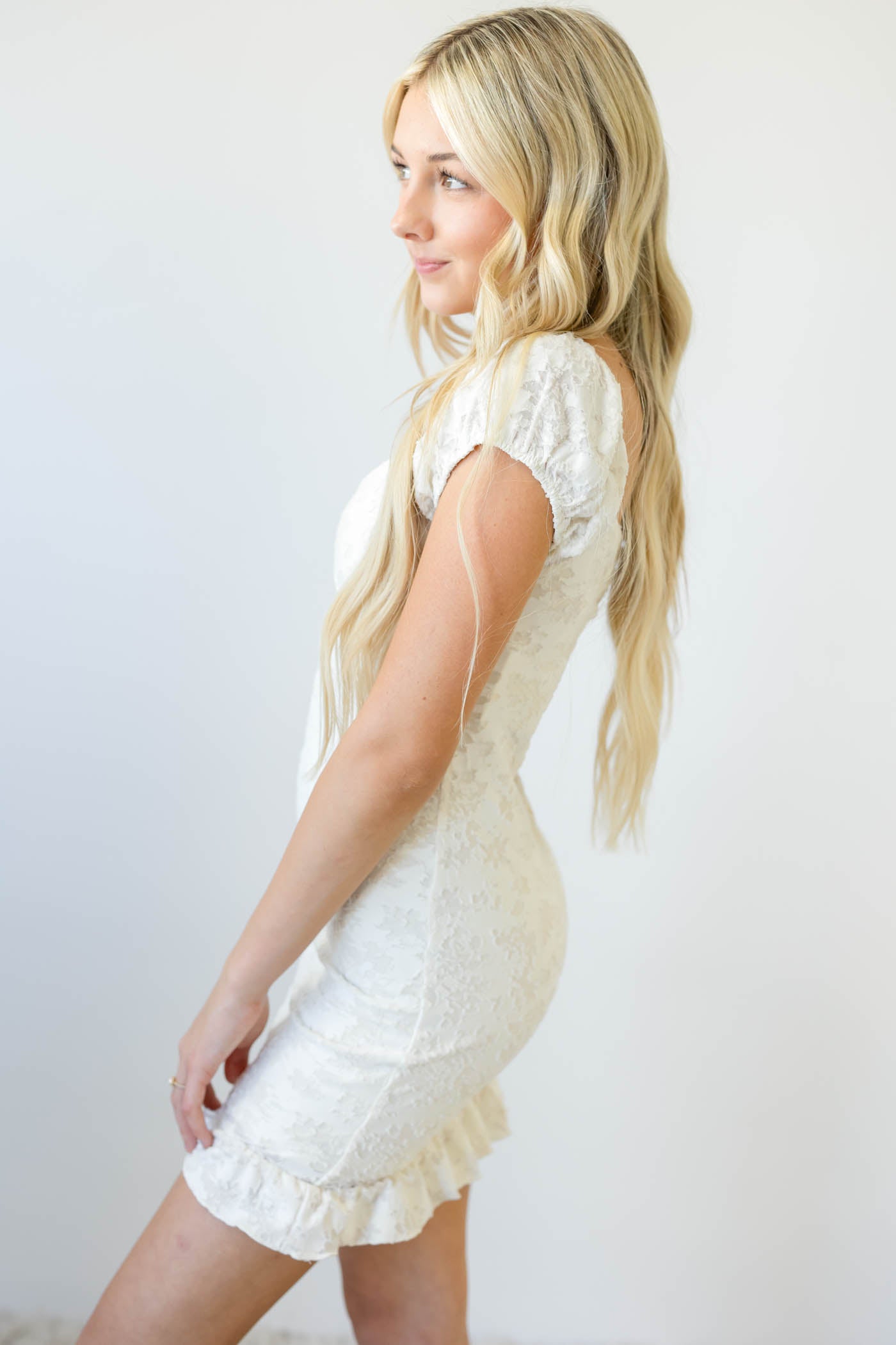 Textured Floral Mini Dress