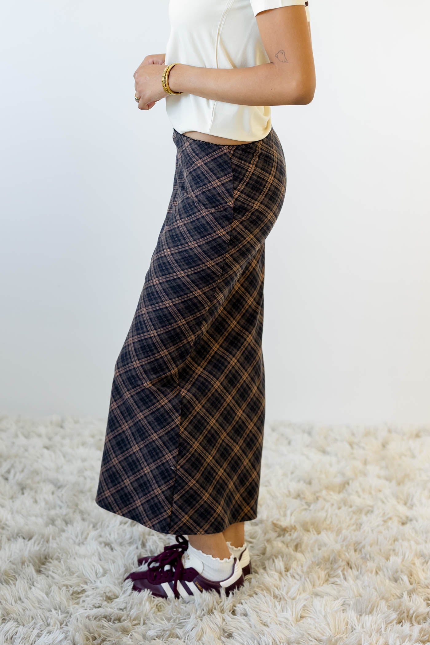 Plaid Midi Skirt