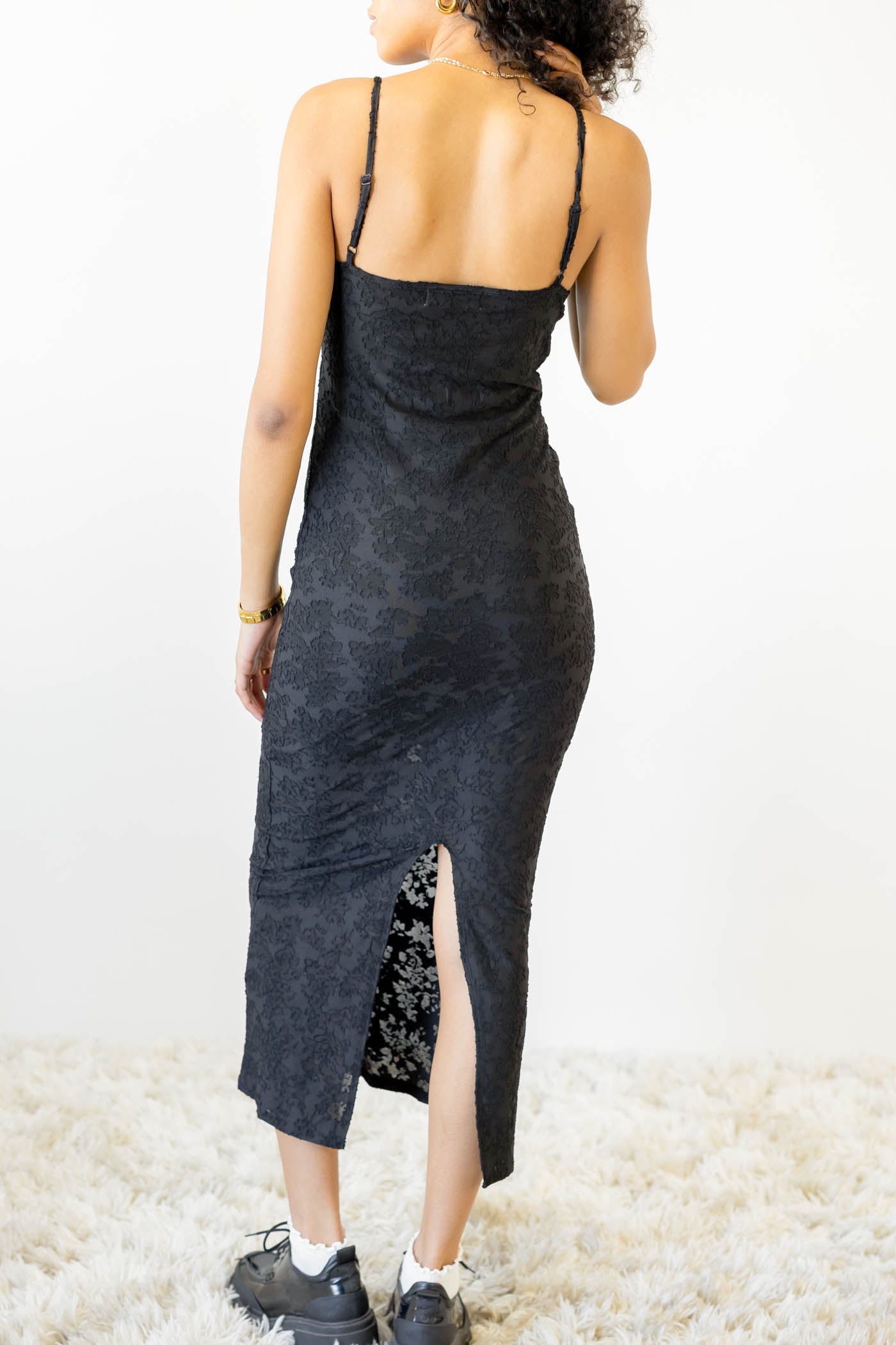 Textured Floral Maxi Dress