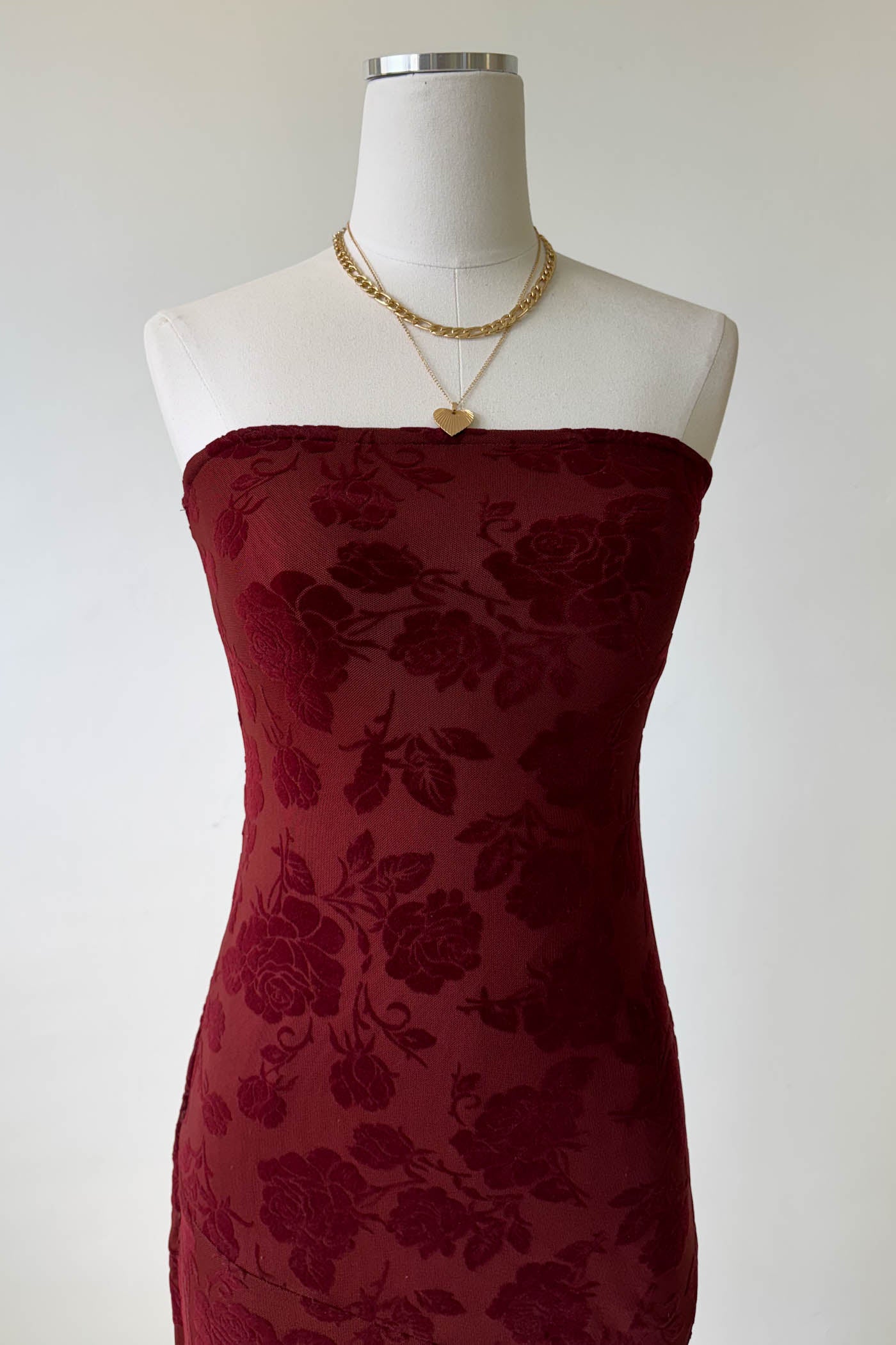 Floral Stretch Lace Strapless Dress