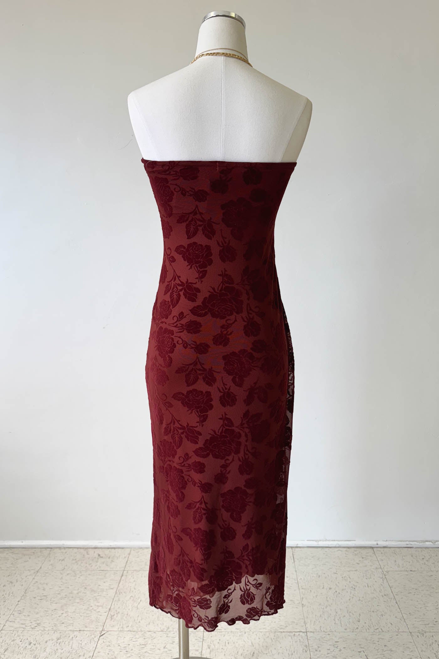 Floral Stretch Lace Strapless Dress