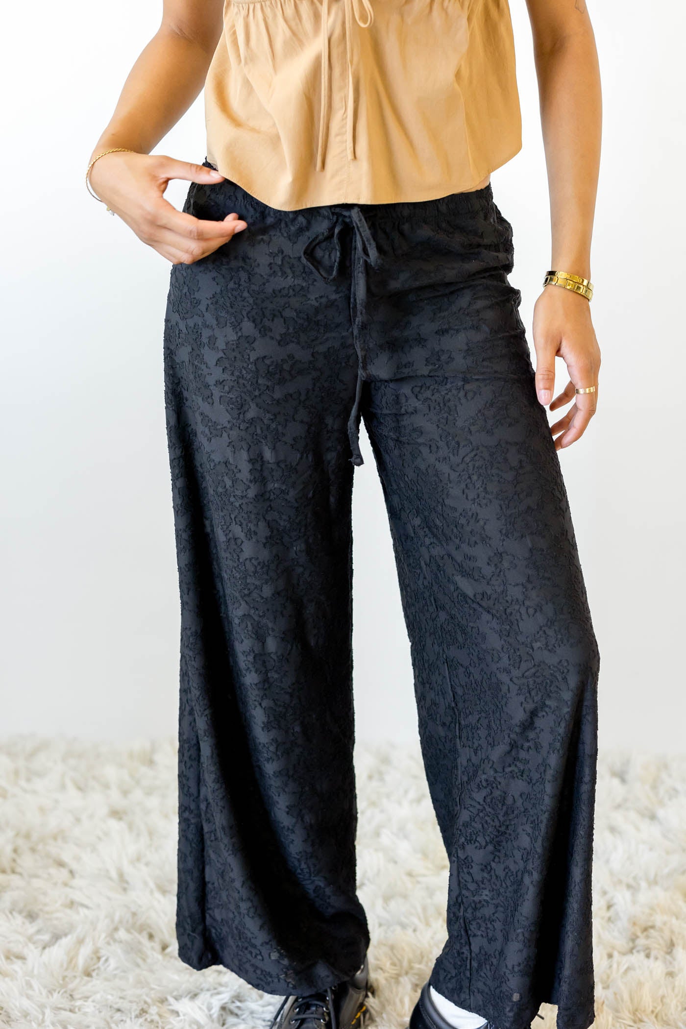 Textured Floral Pants