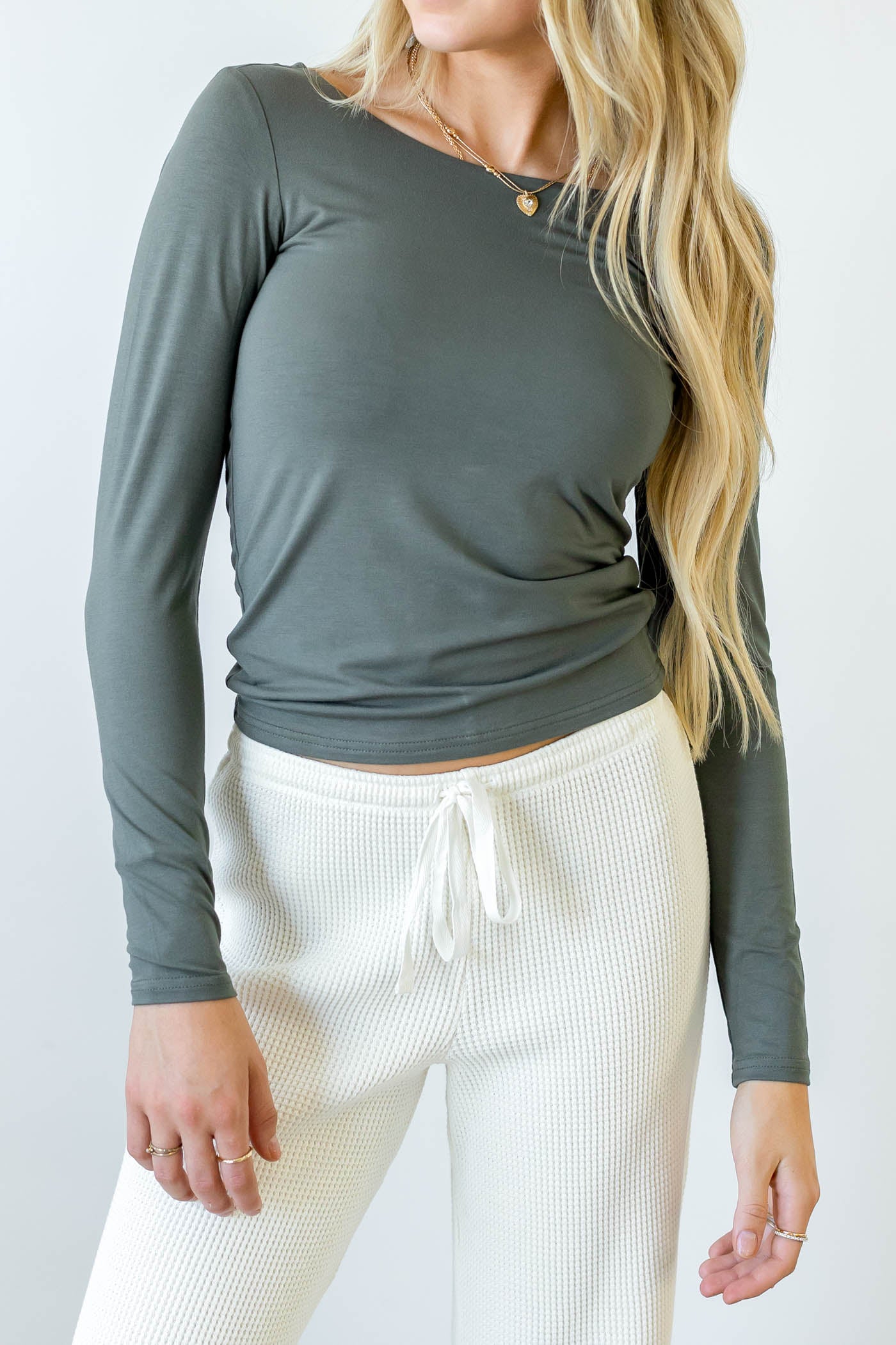 Basic Backless Long Sleeve Top