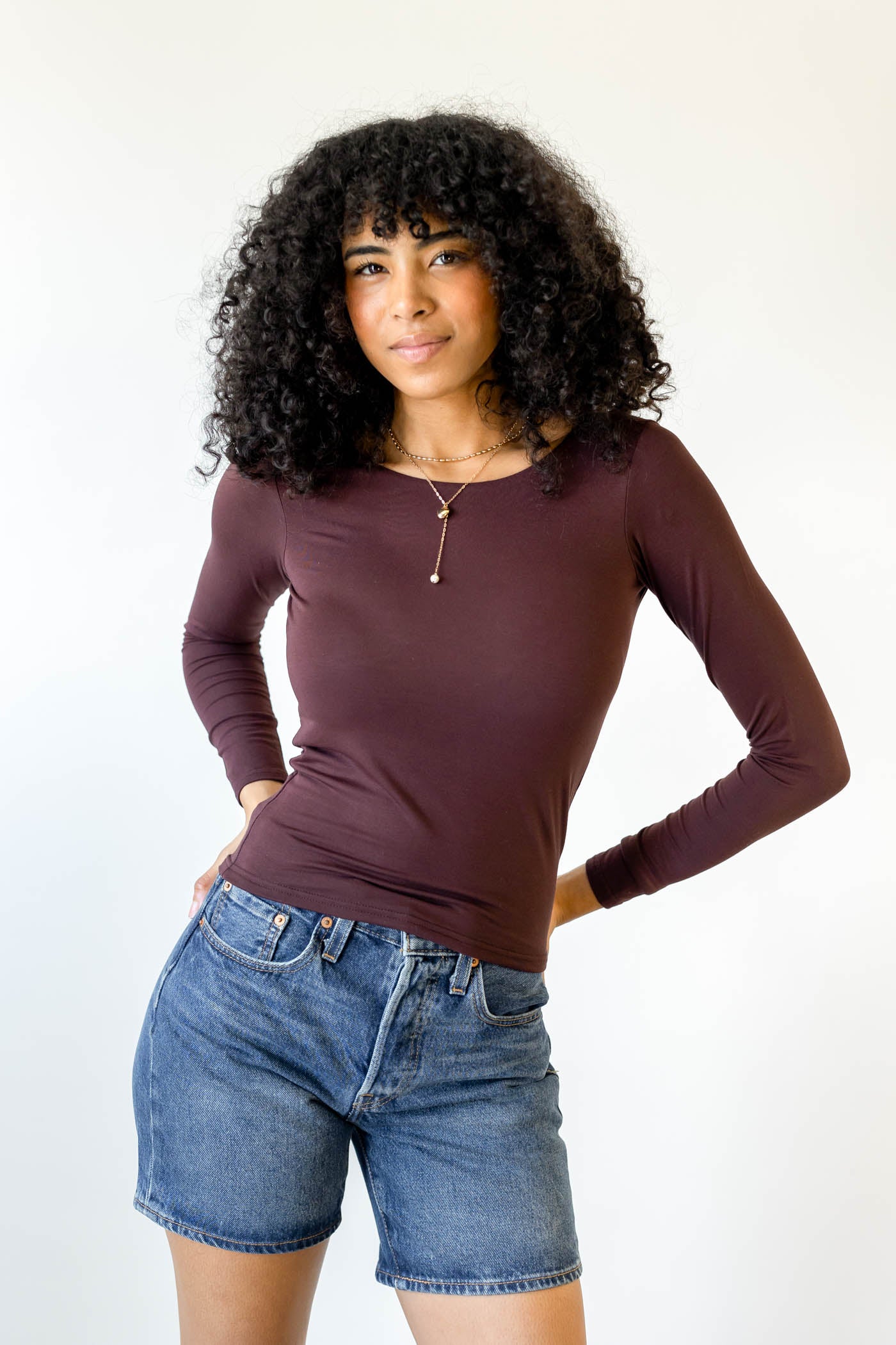Basic Backless Long Sleeve Top