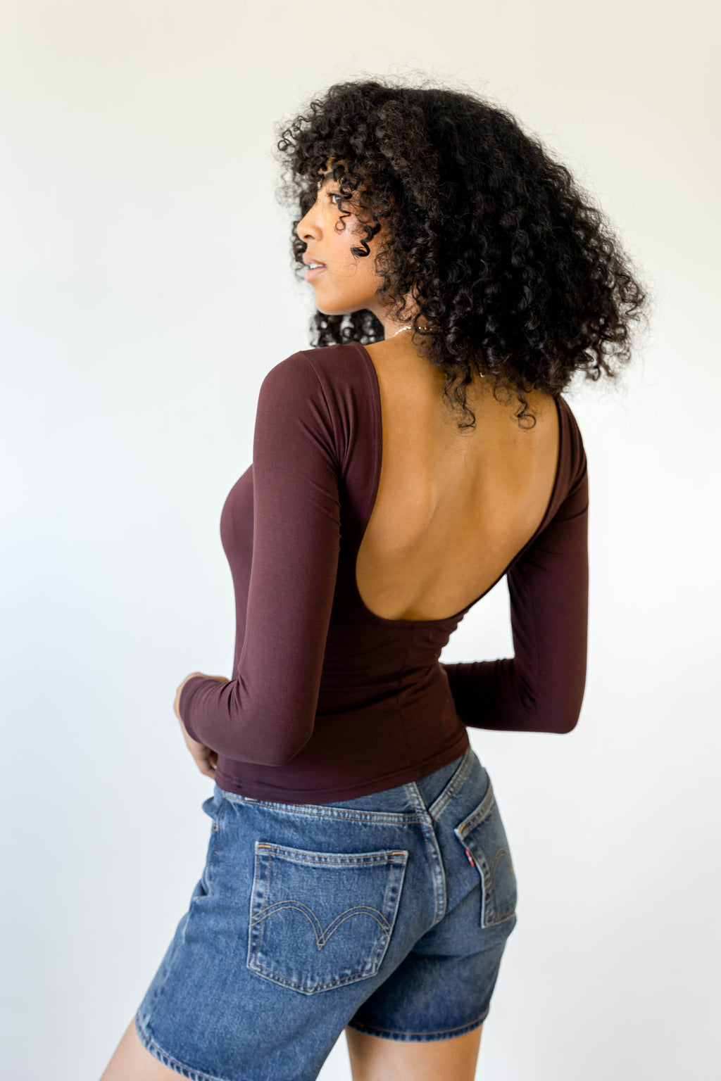 Basic Backless Long Sleeve Top — free download