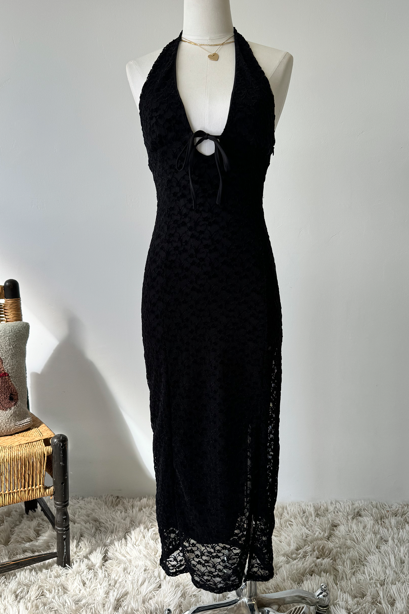 Lace Halter Midi Dress