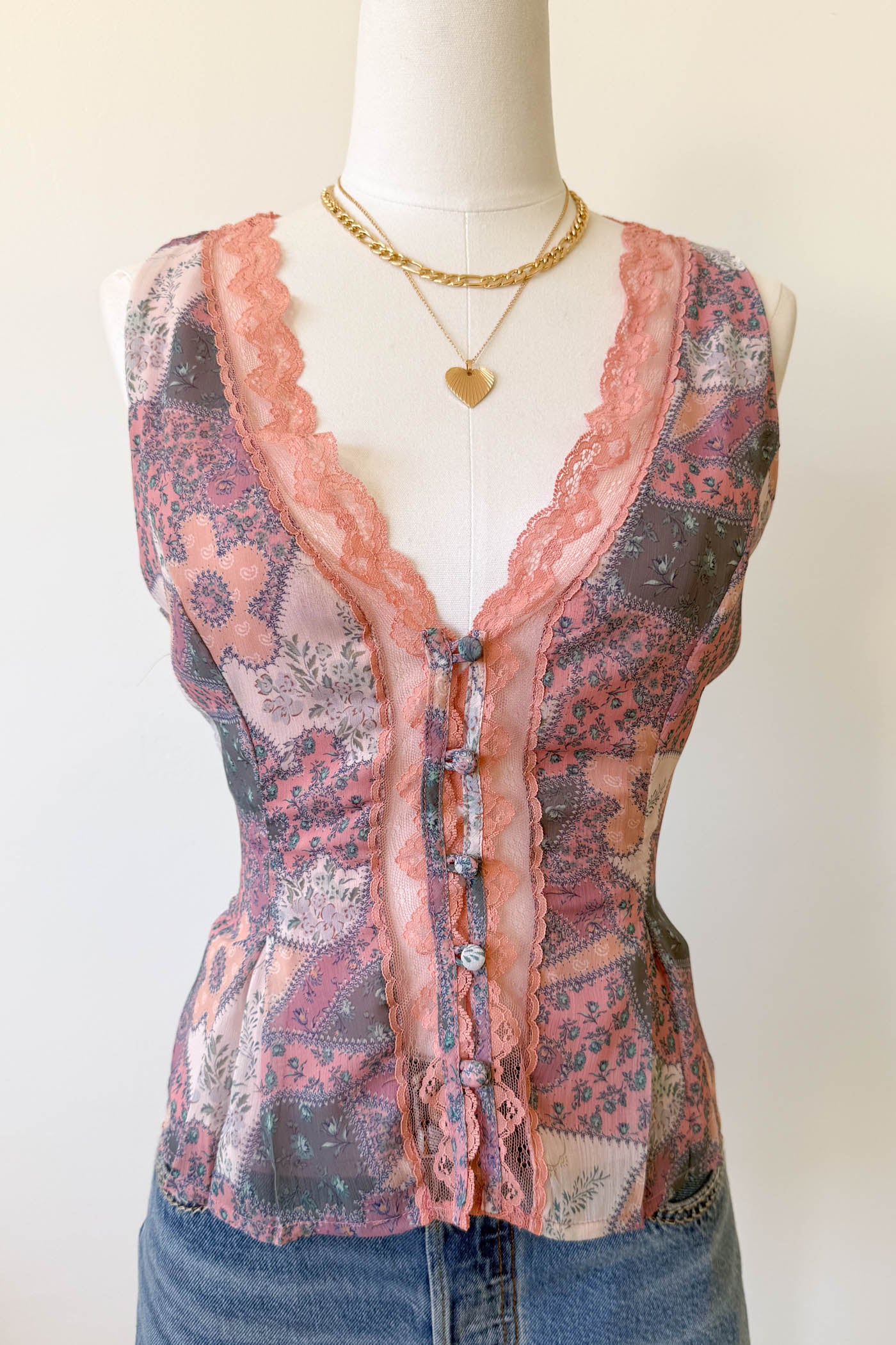 Floral Patchwork Sleeveless Top