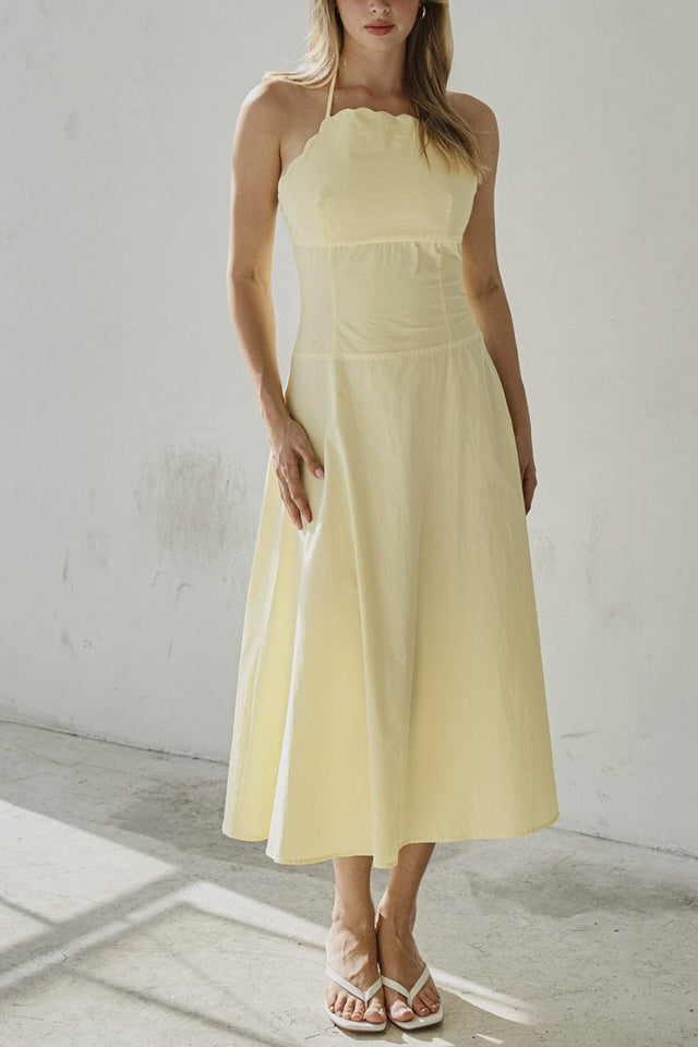 Scallop Halter Midi Dress