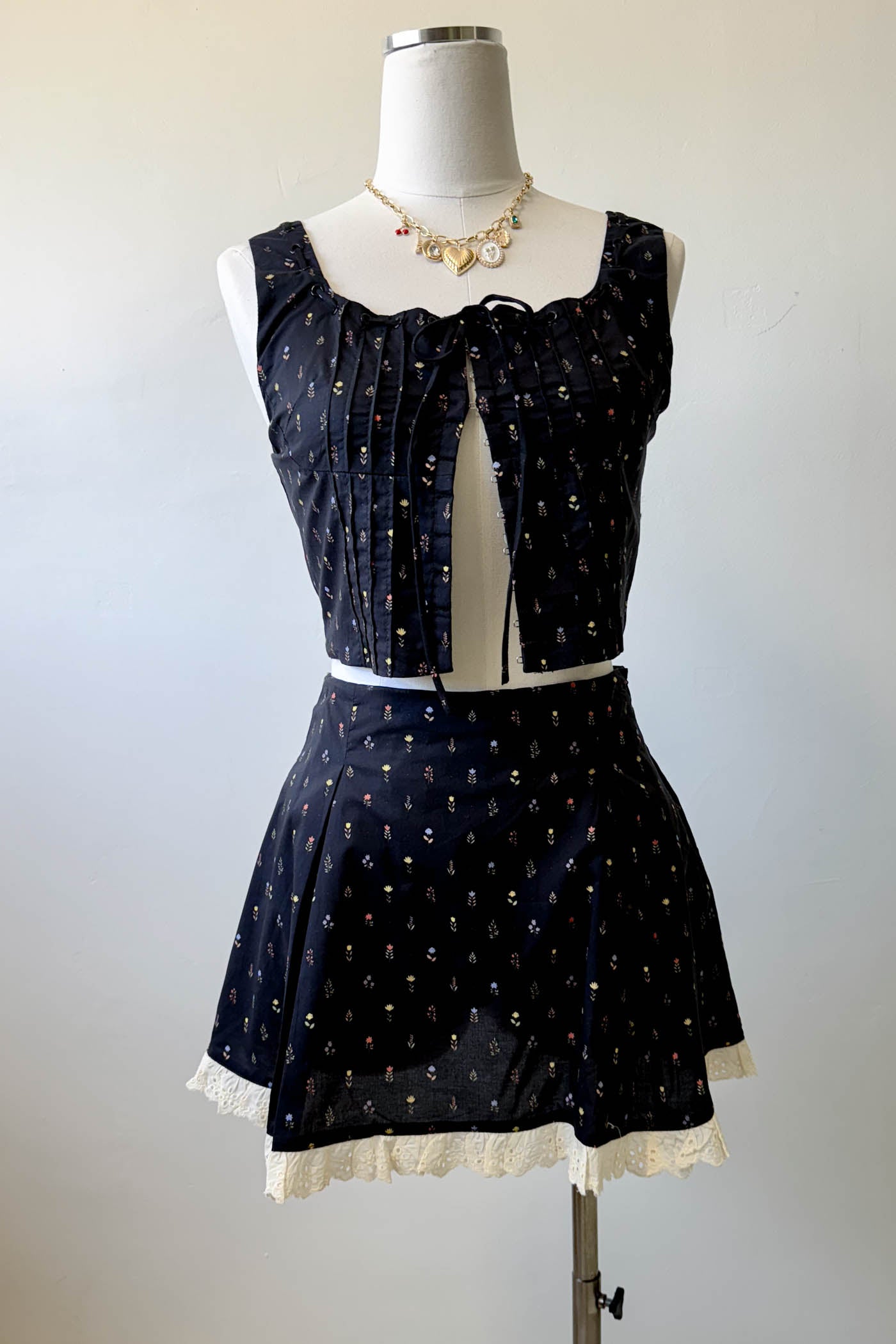 Pleated Floral Corset Top