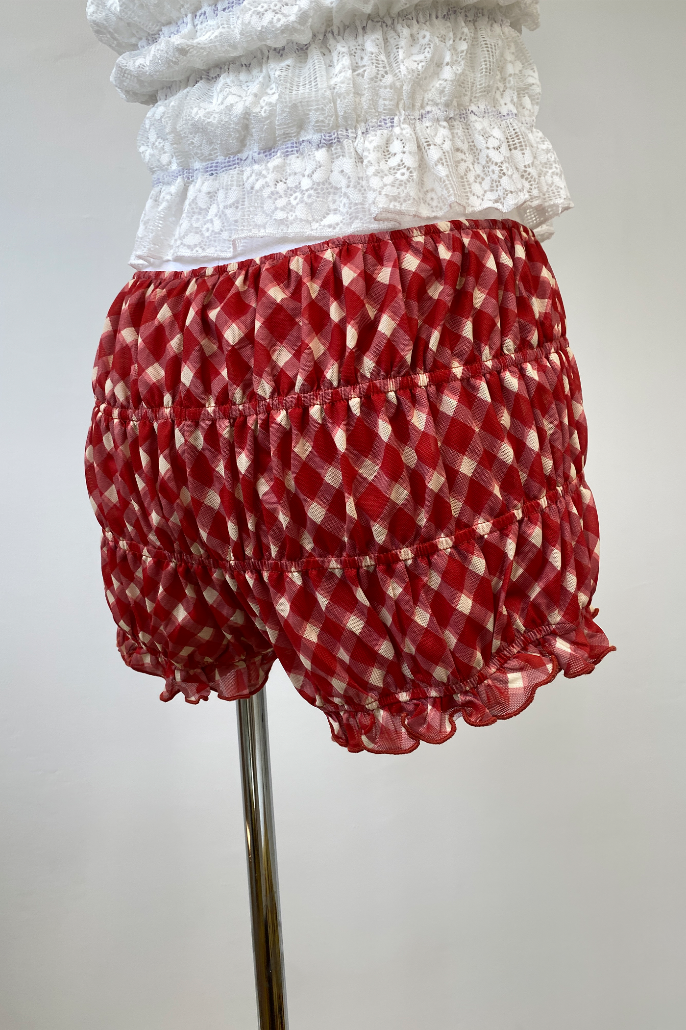 Plaid Stretch Lace Bloomer Shorts