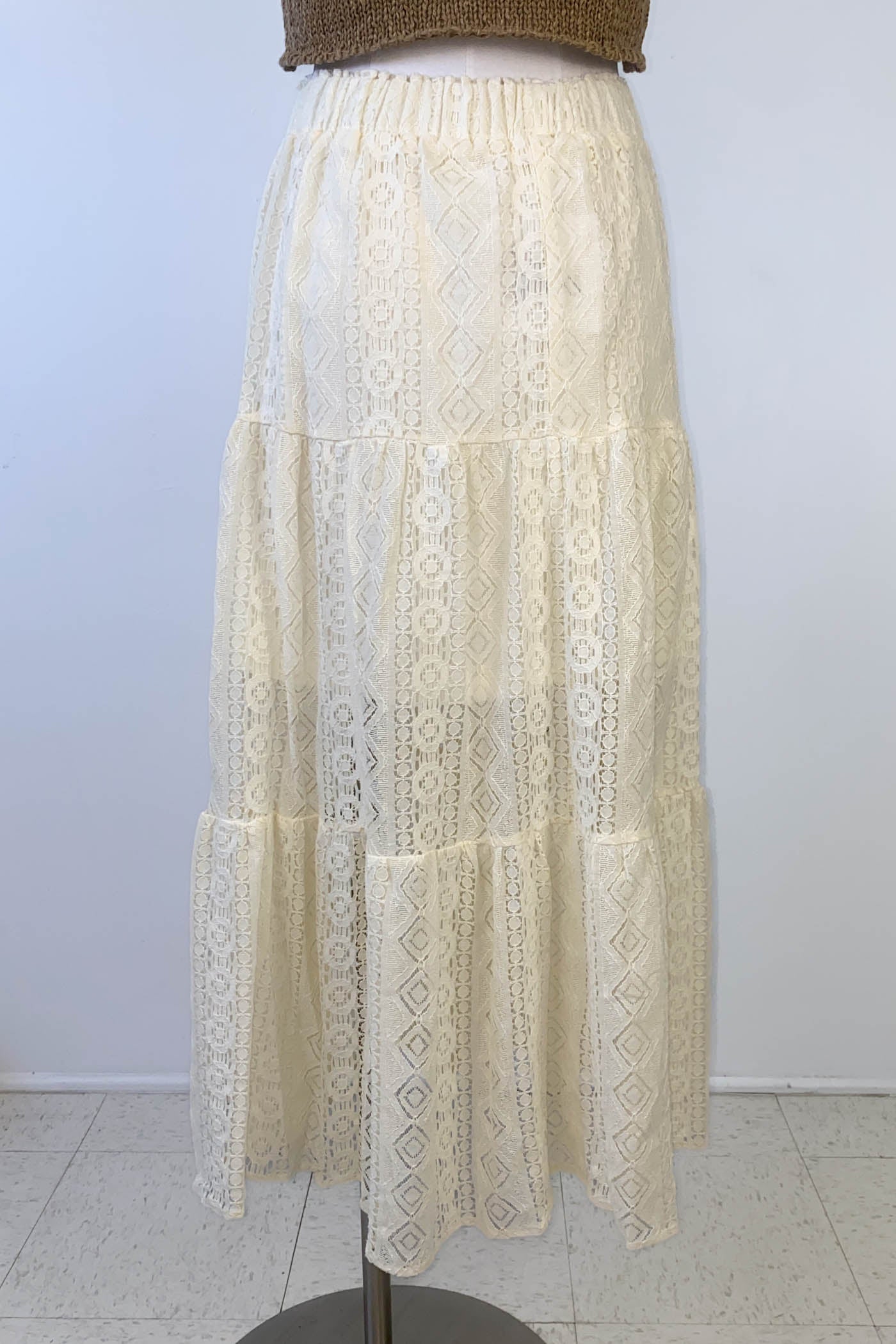 Crochet Lace Tiered Skirt by For Good