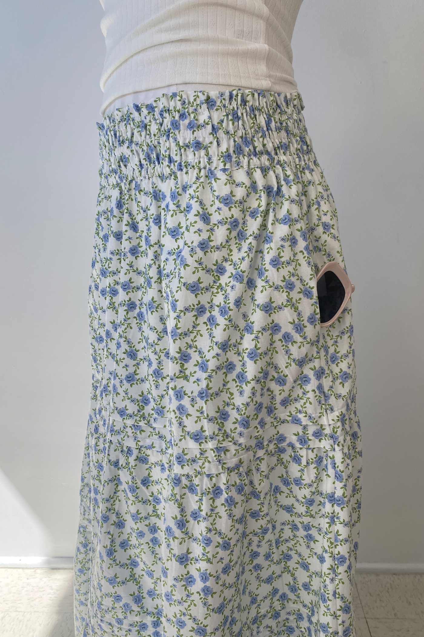 Tiered Floral Midi Skirt