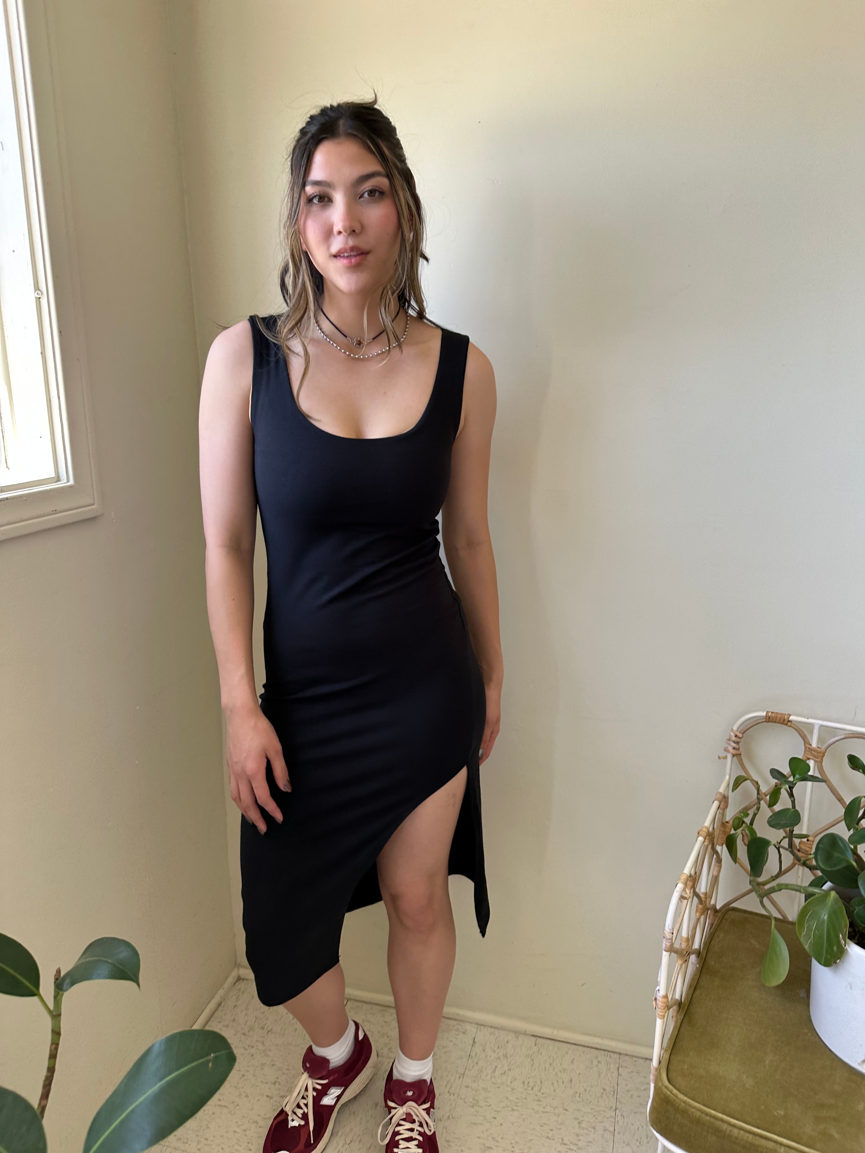 Sleeveless Side Slit Midi Dress