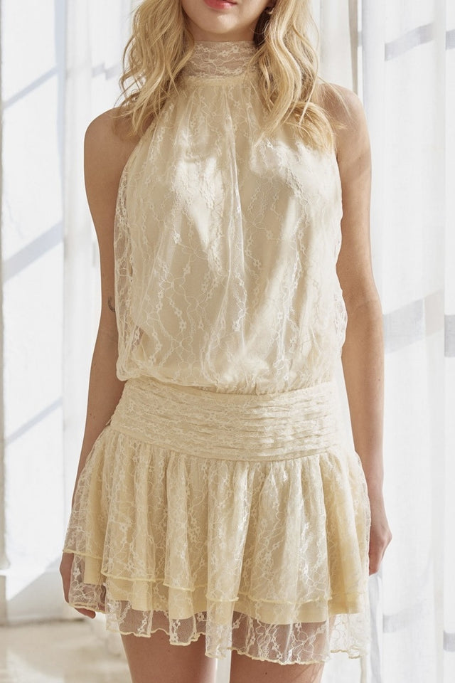 Lace Halter Mini Dress