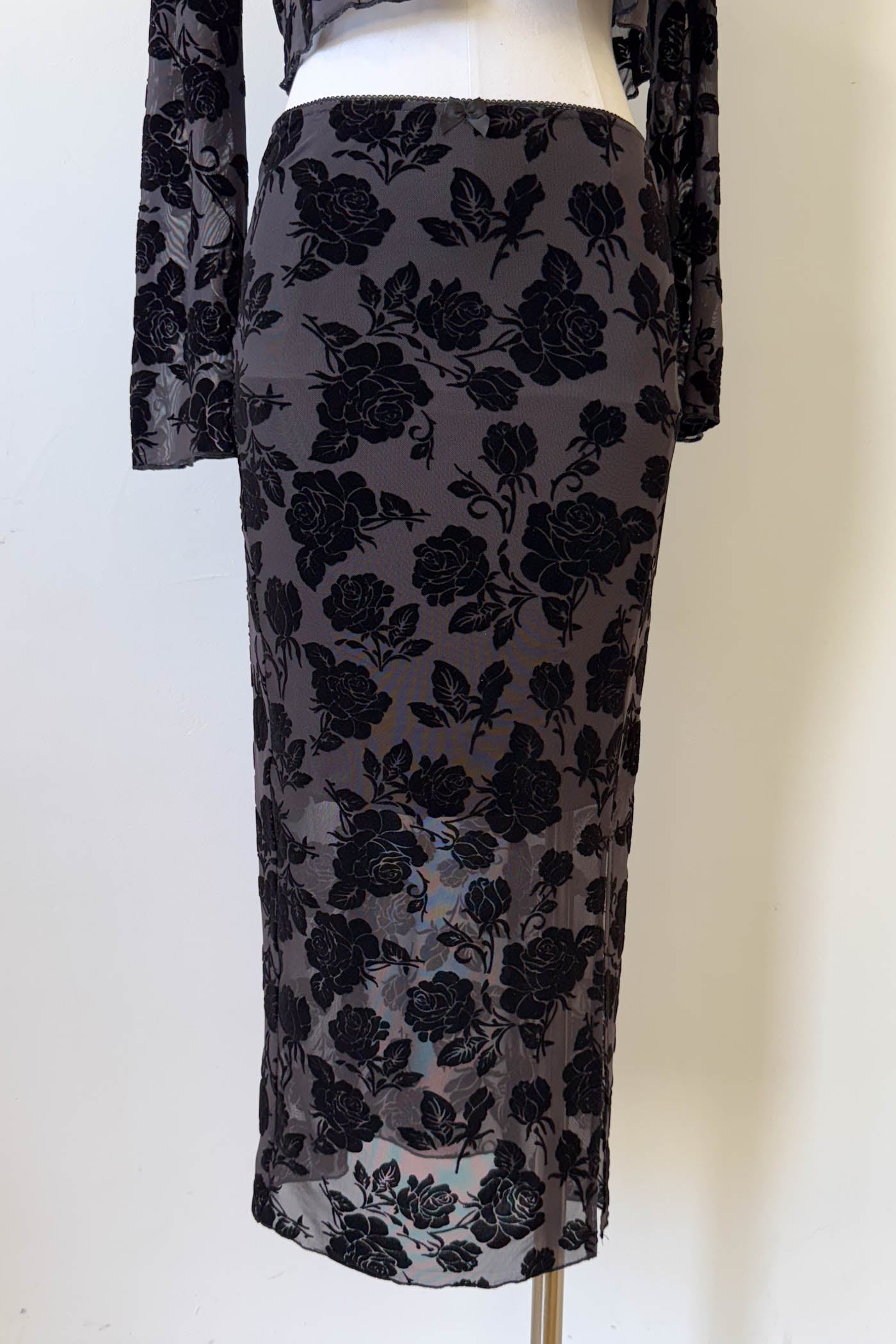 Floral Stretch Lace Midi Skirt