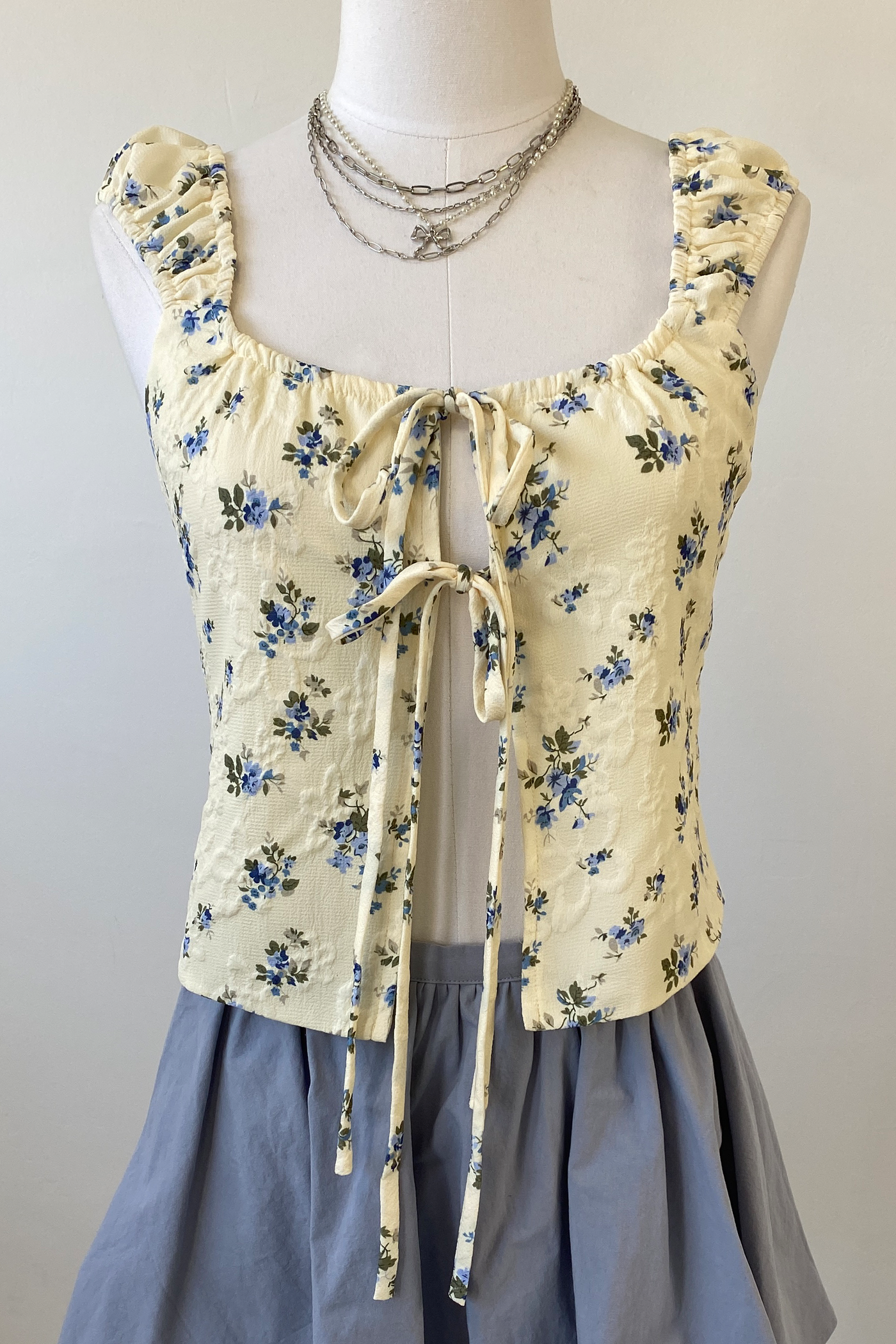 Floral Split Front Peasant Top