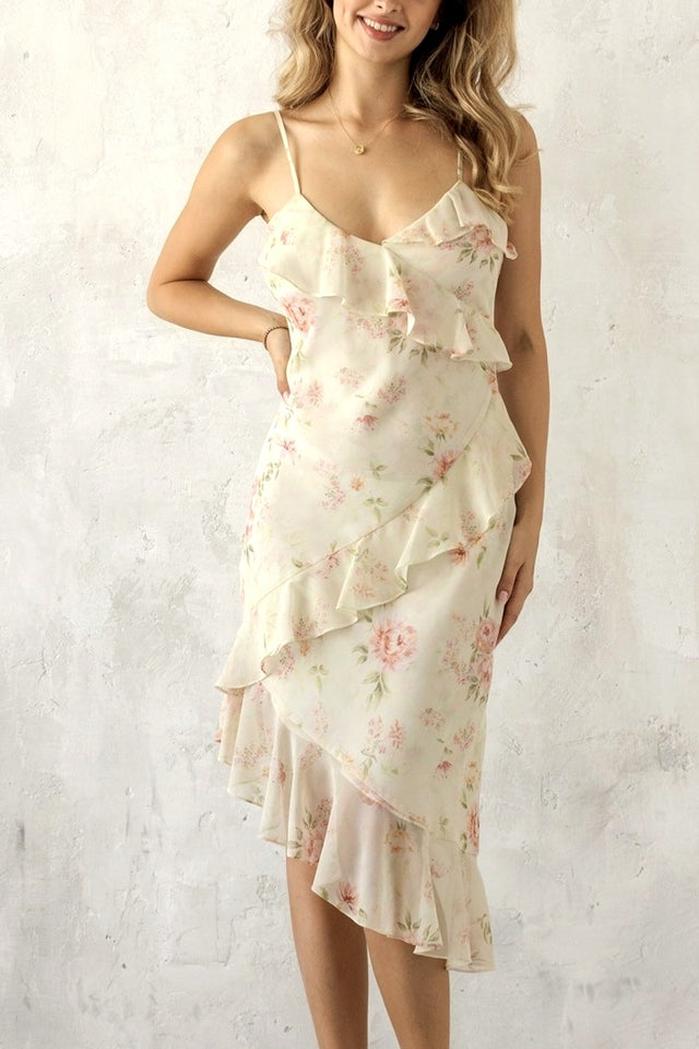 Floral Asymmetrical Midi Dress
