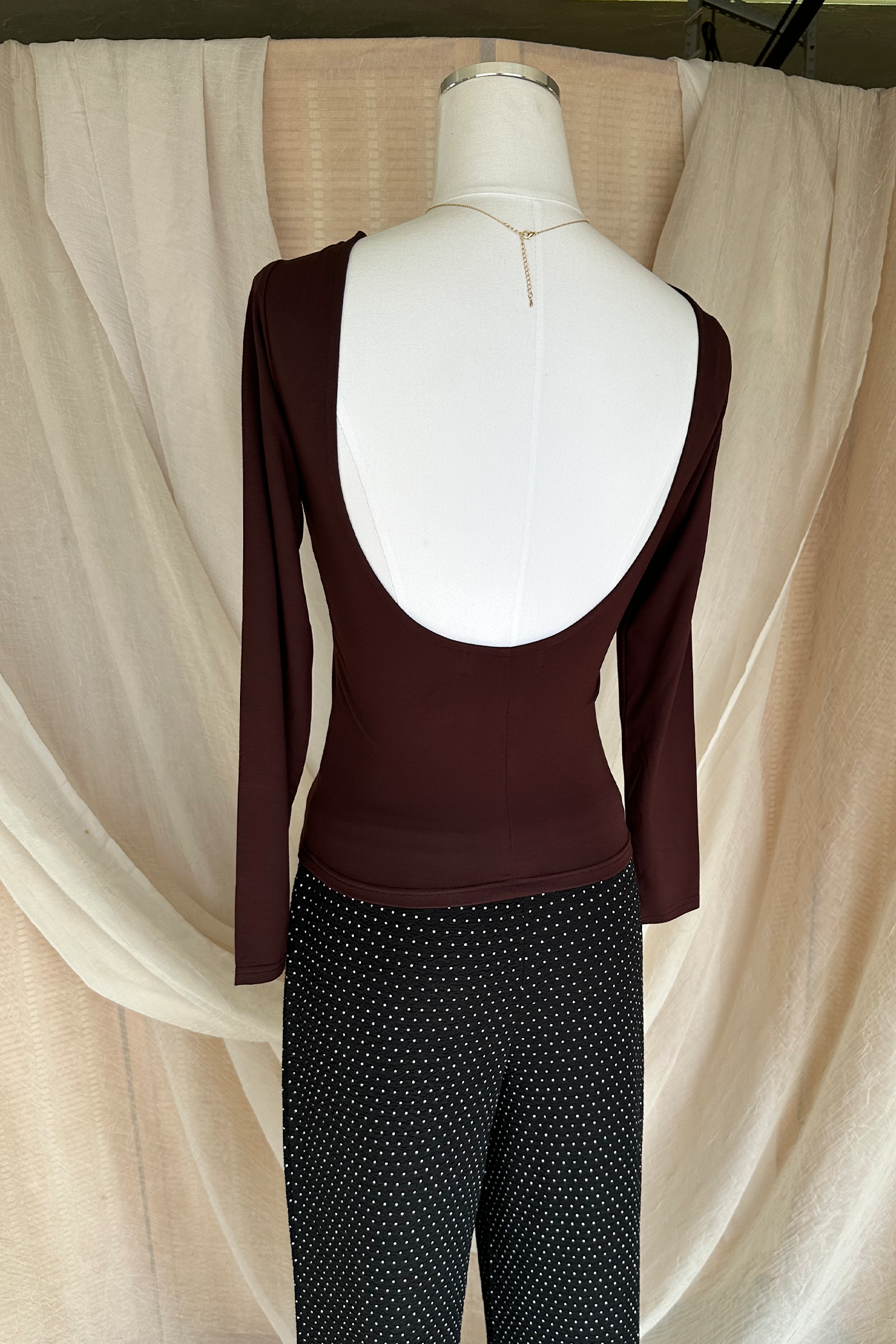 Basic Backless Long Sleeve Top
