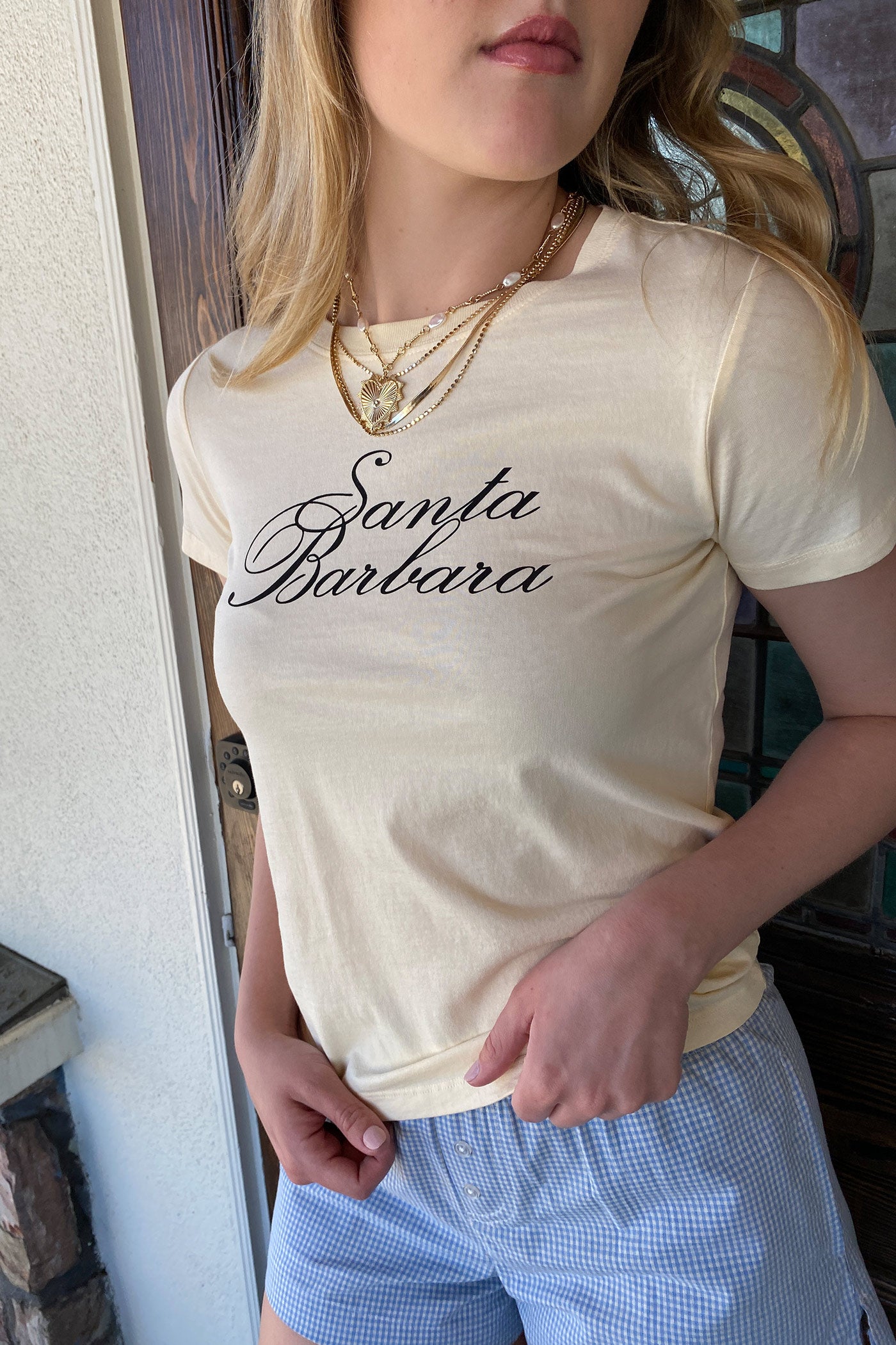 Santa Barbara Long Line Graphic Baby Tee