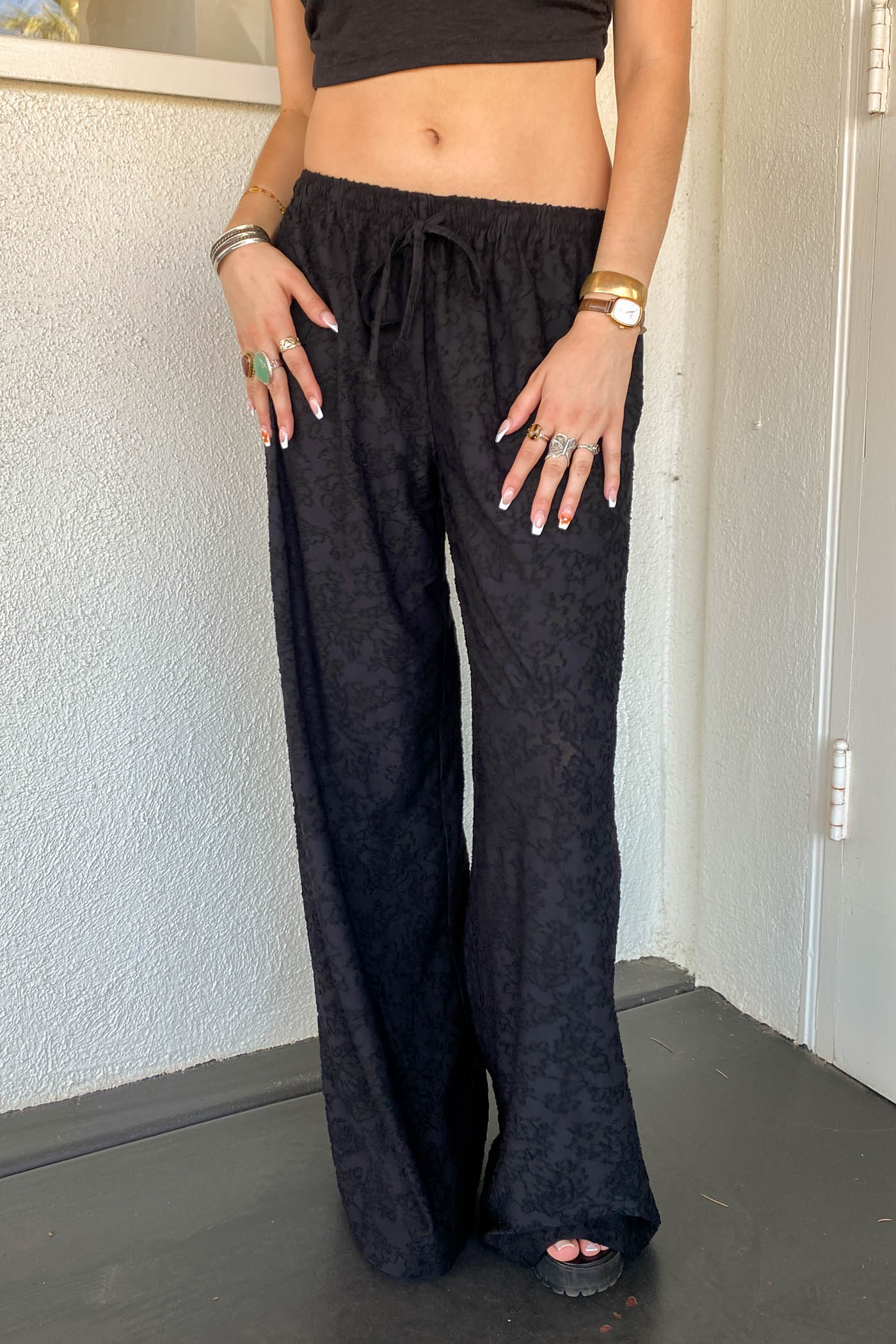 Textured Floral Pants