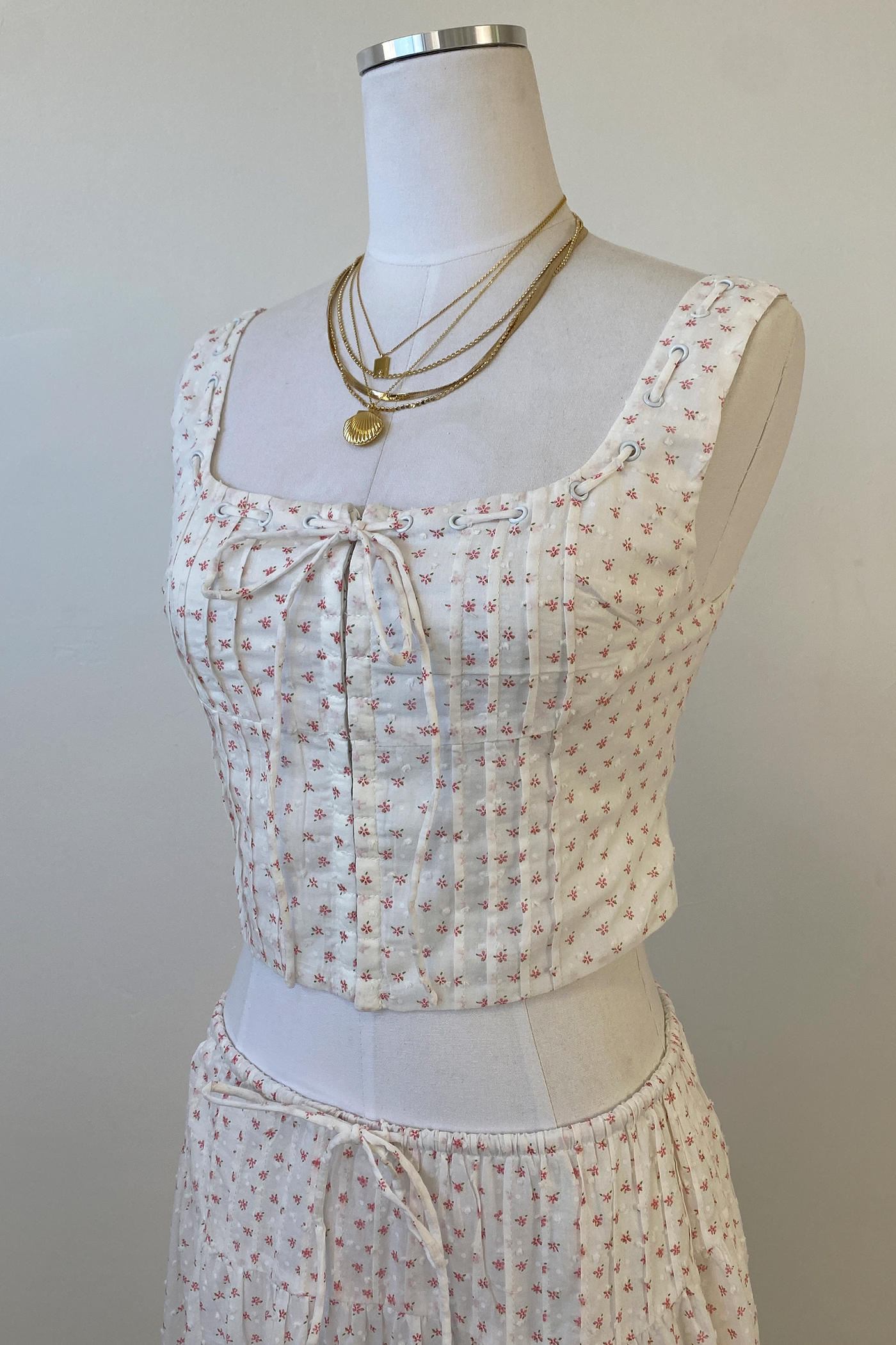 Sleeveless Floral Corset Top