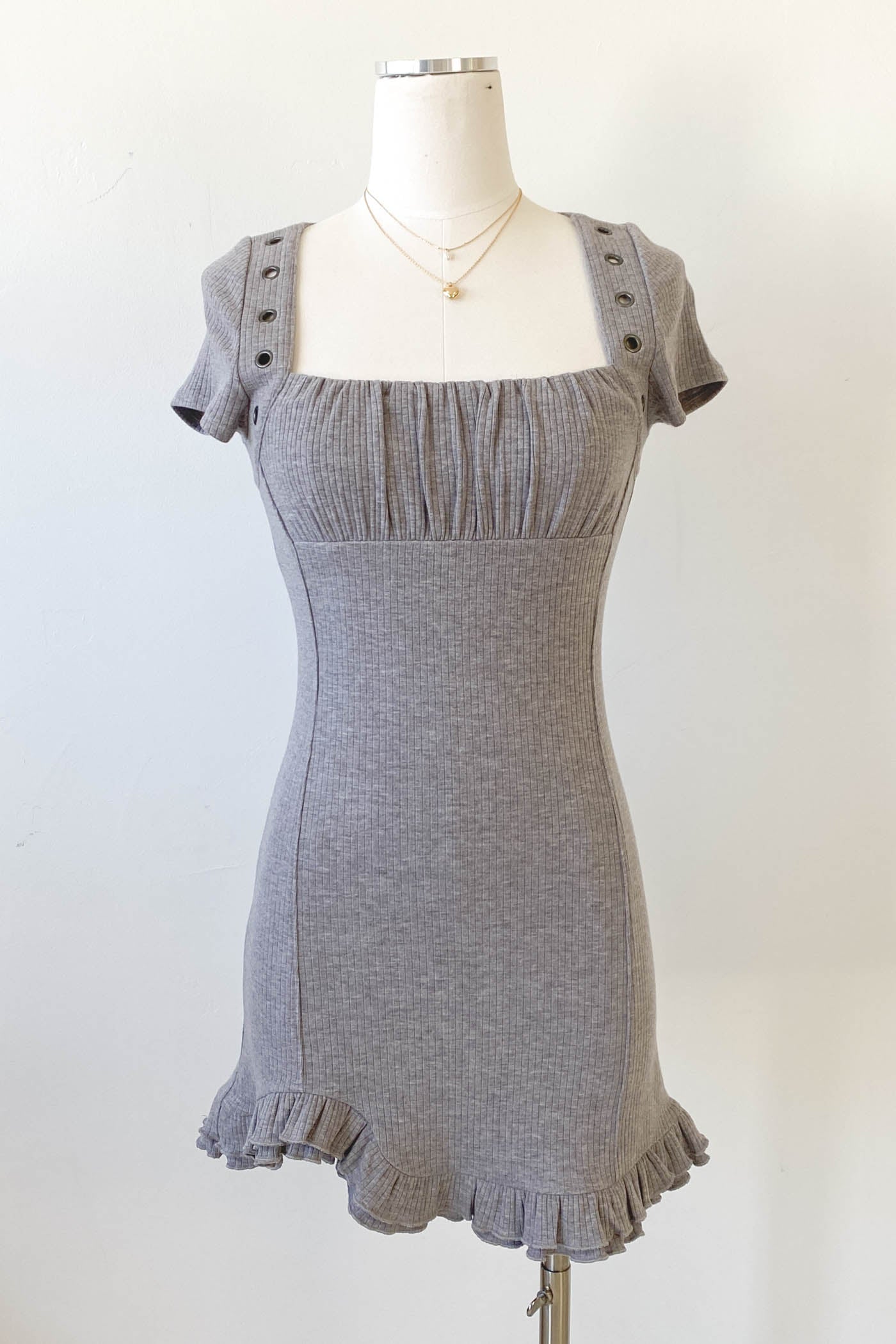 Short Sleeve Grommet Dress