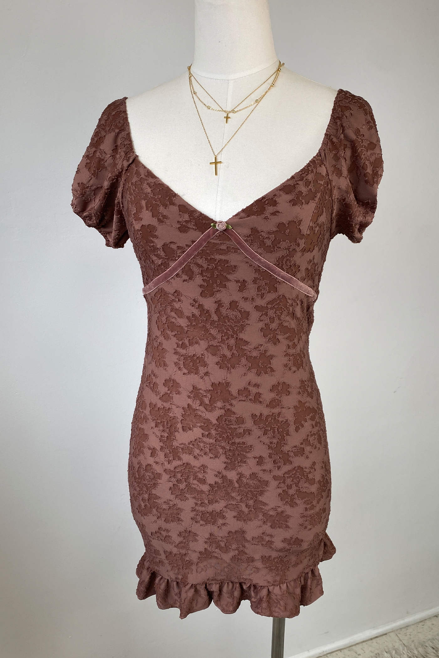 Textured Floral Mini Dress