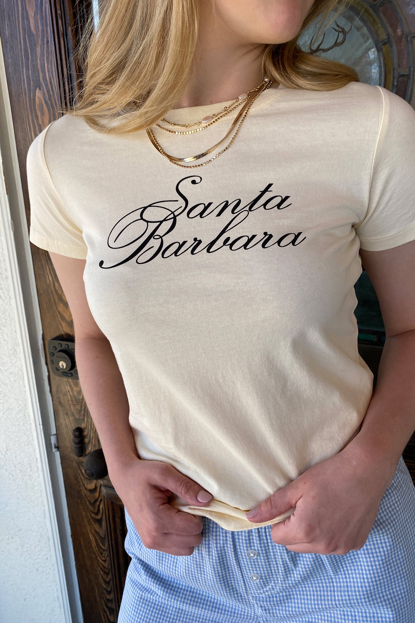 Santa Barbara Long Line Graphic Baby Tee