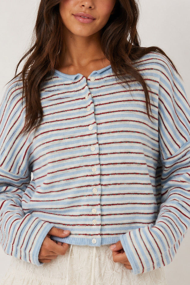 Striped Button Front Cardigan