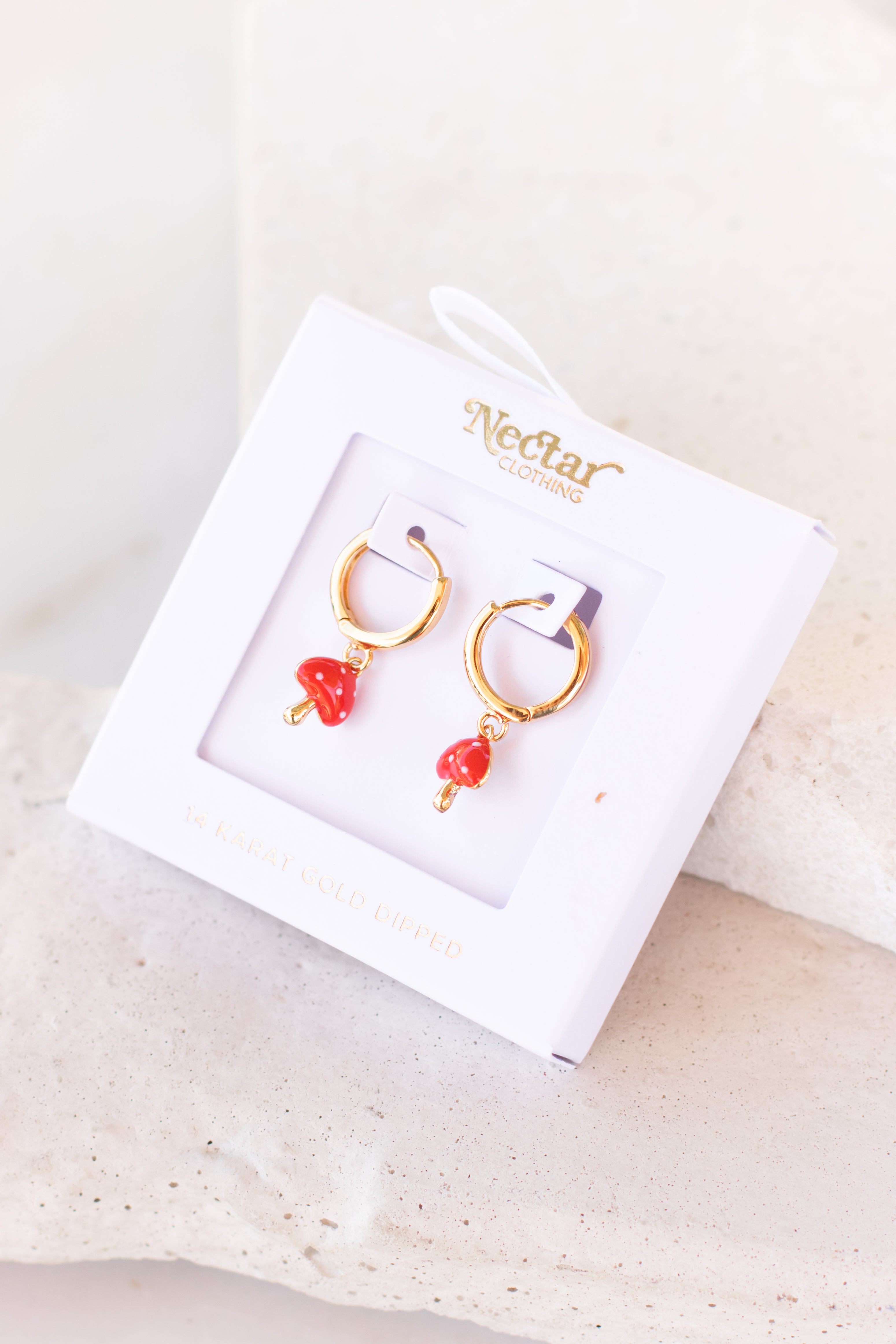 Gold Dipped Mushroom Drop Earrings