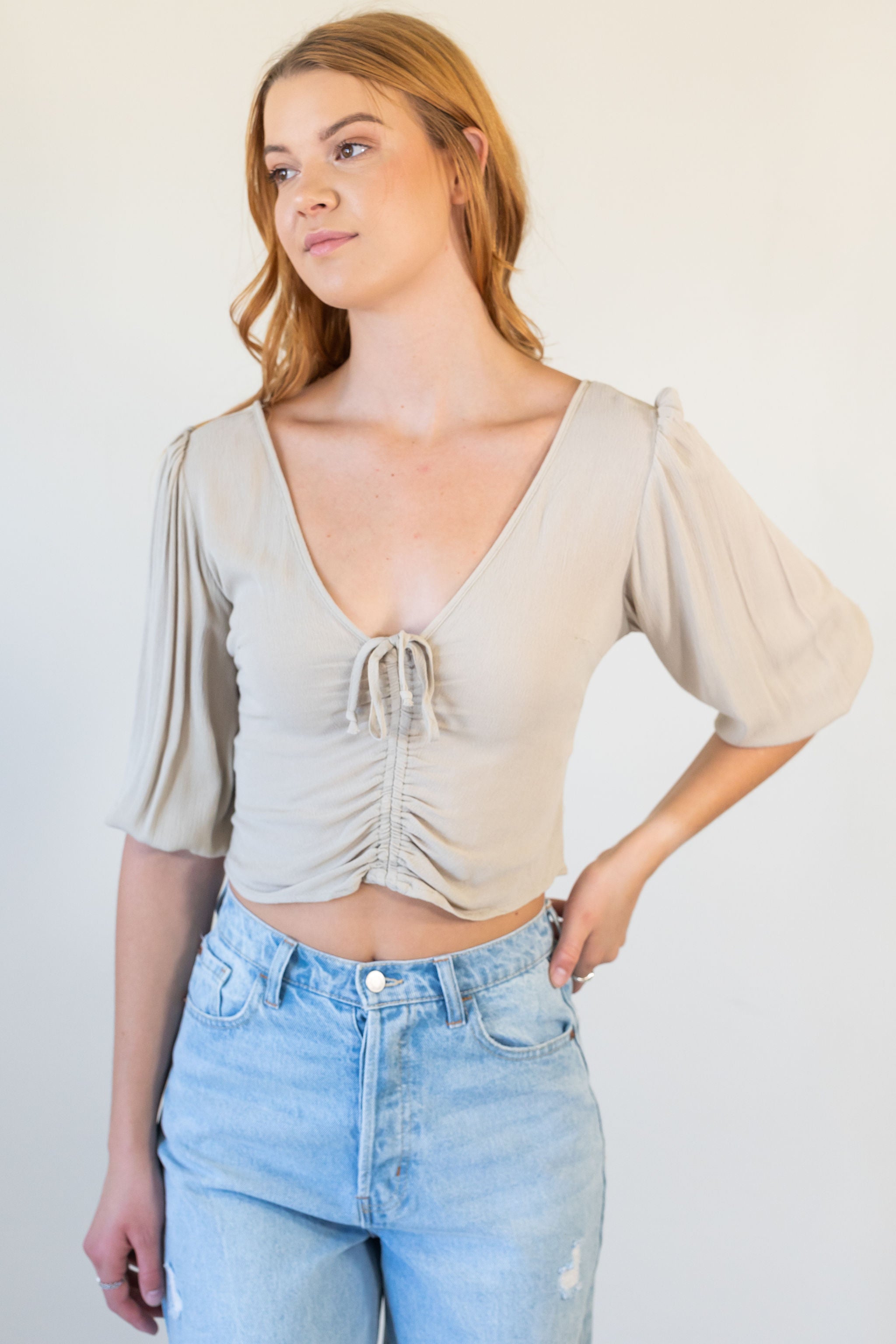 Who Wanders Mid Sleeve Crop Top