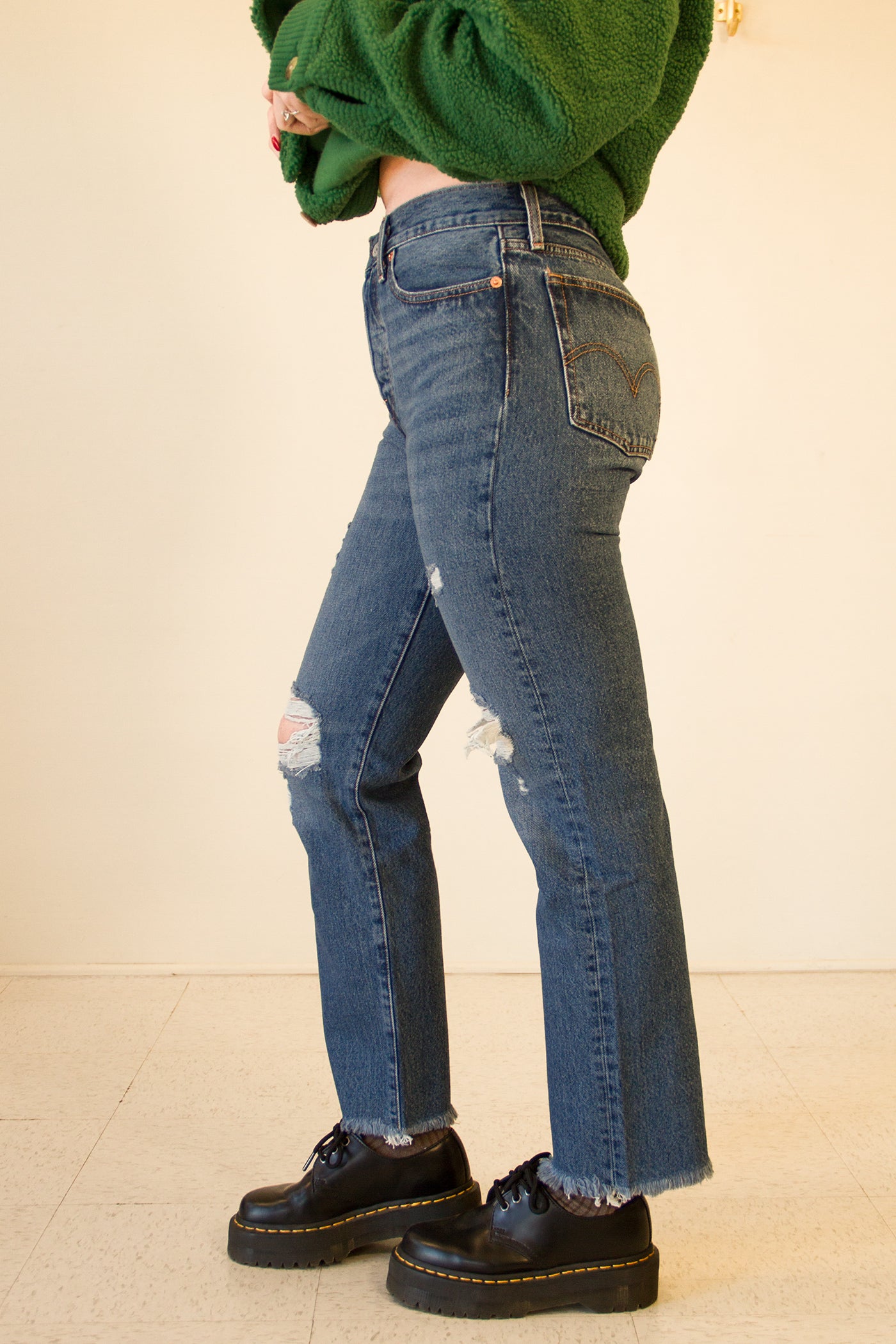 Distressed Wedgie Straight Leg Jeans by Levi's