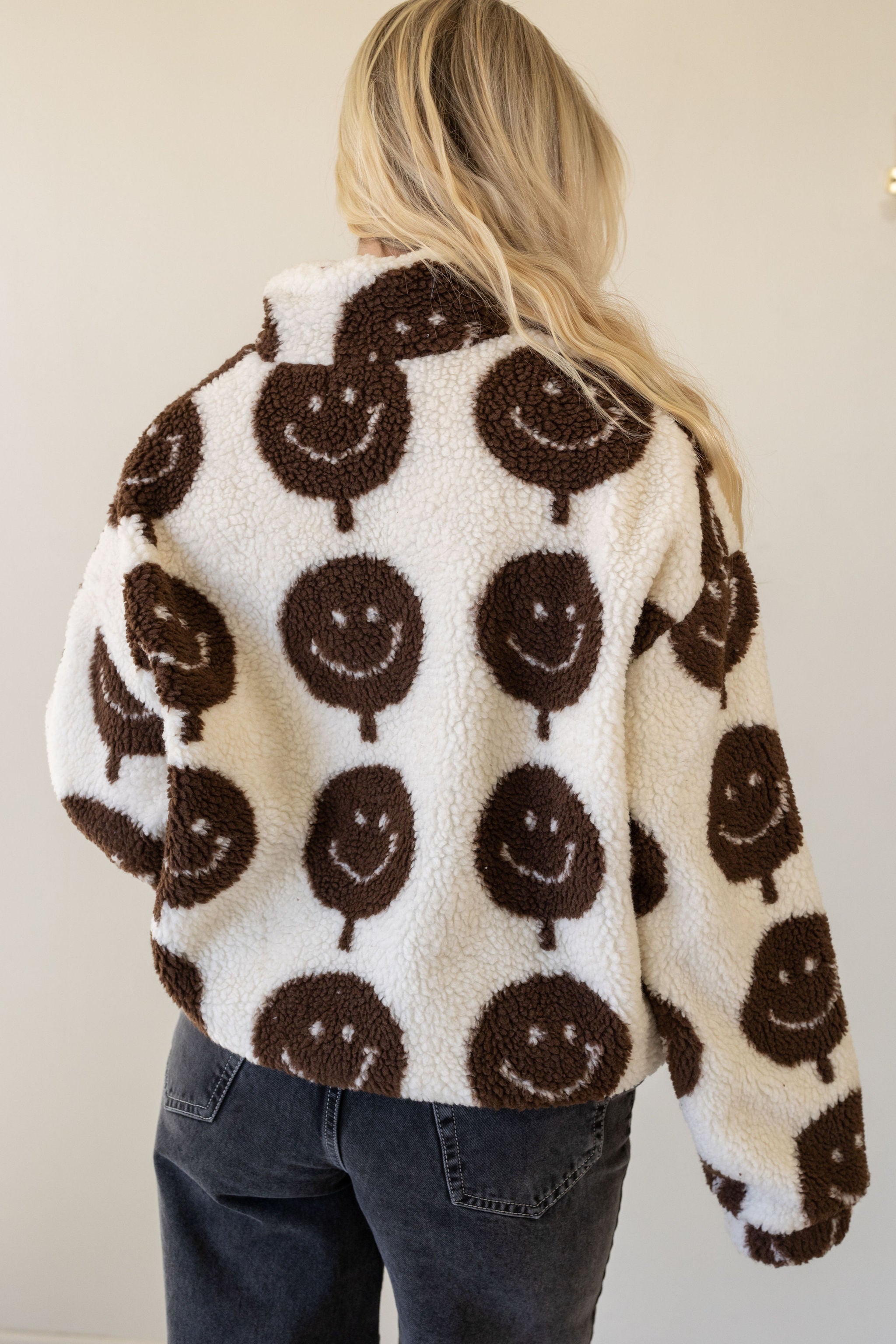 Winter Wonderland Smiley Face Sherpa Jacket