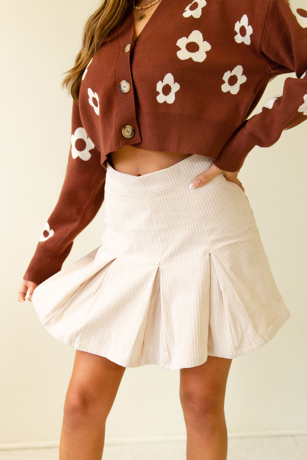 Can't Stop Corduroy Pleated Mini Skirt