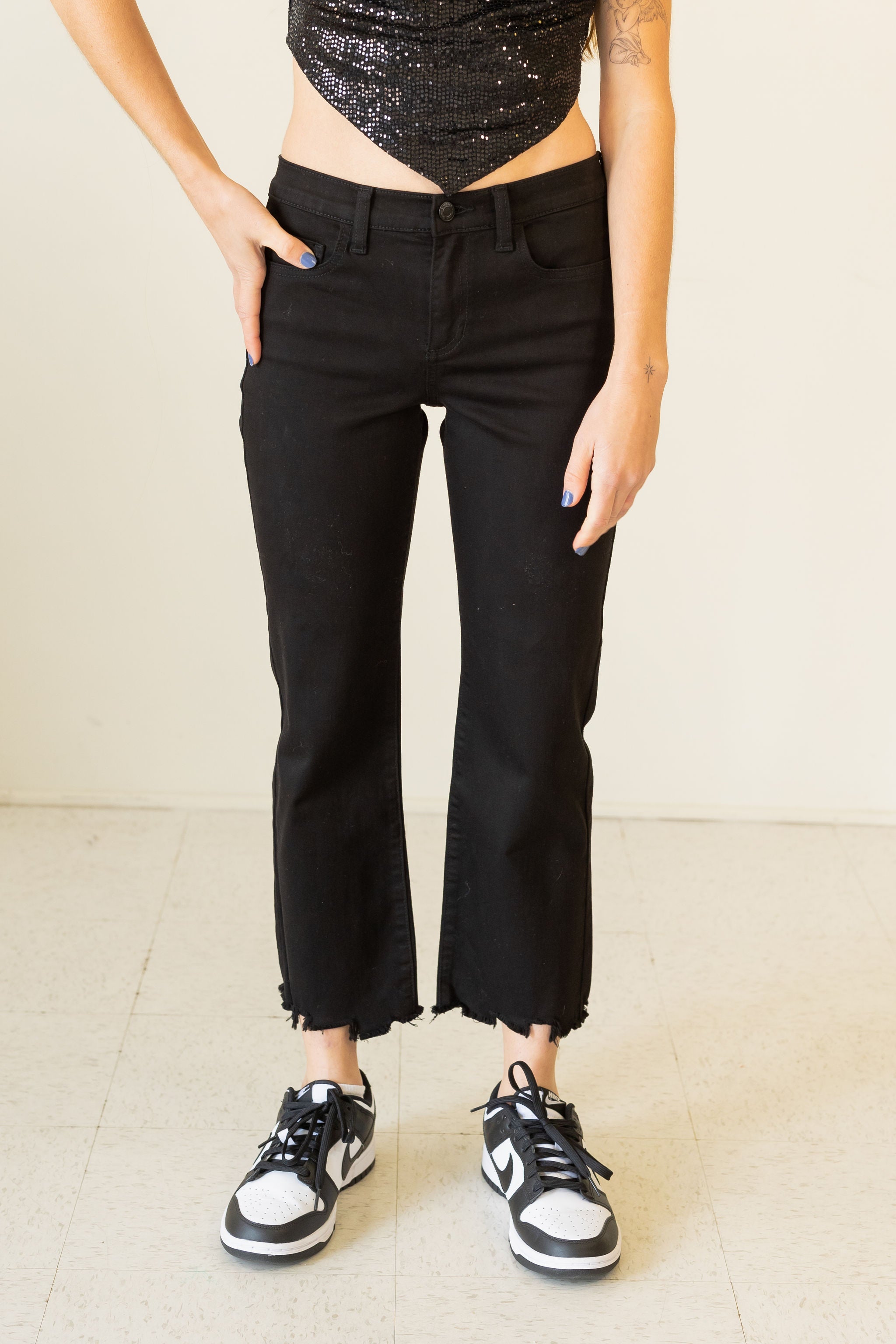 High Rise Straight Leg Crop Jeans by Nectar Premium Denim