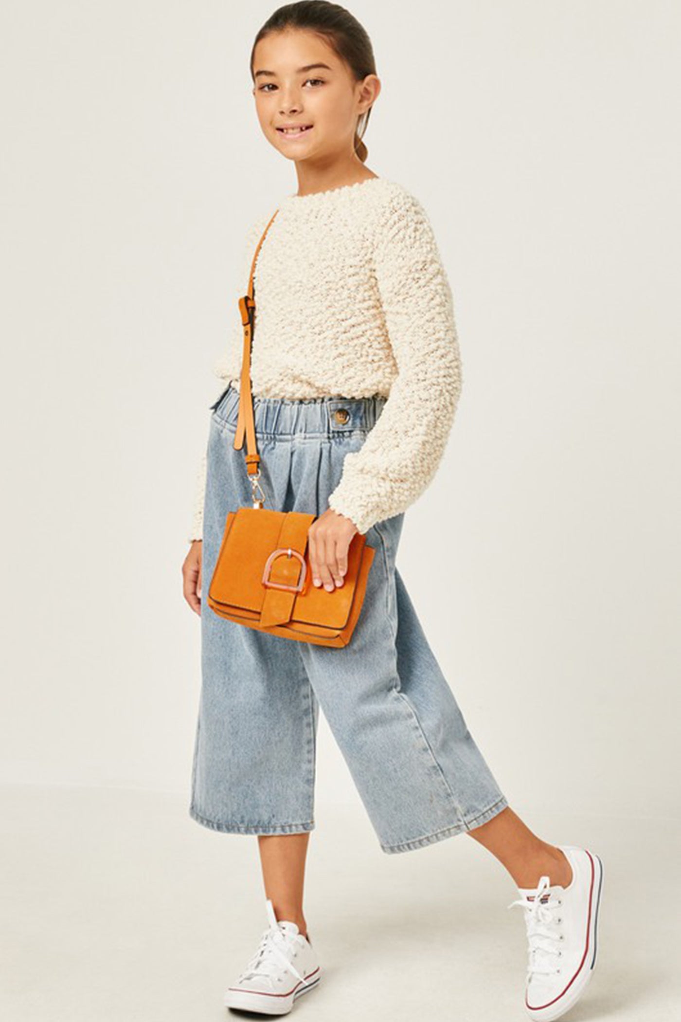 Cream Popcorn Knit Kids Sweater