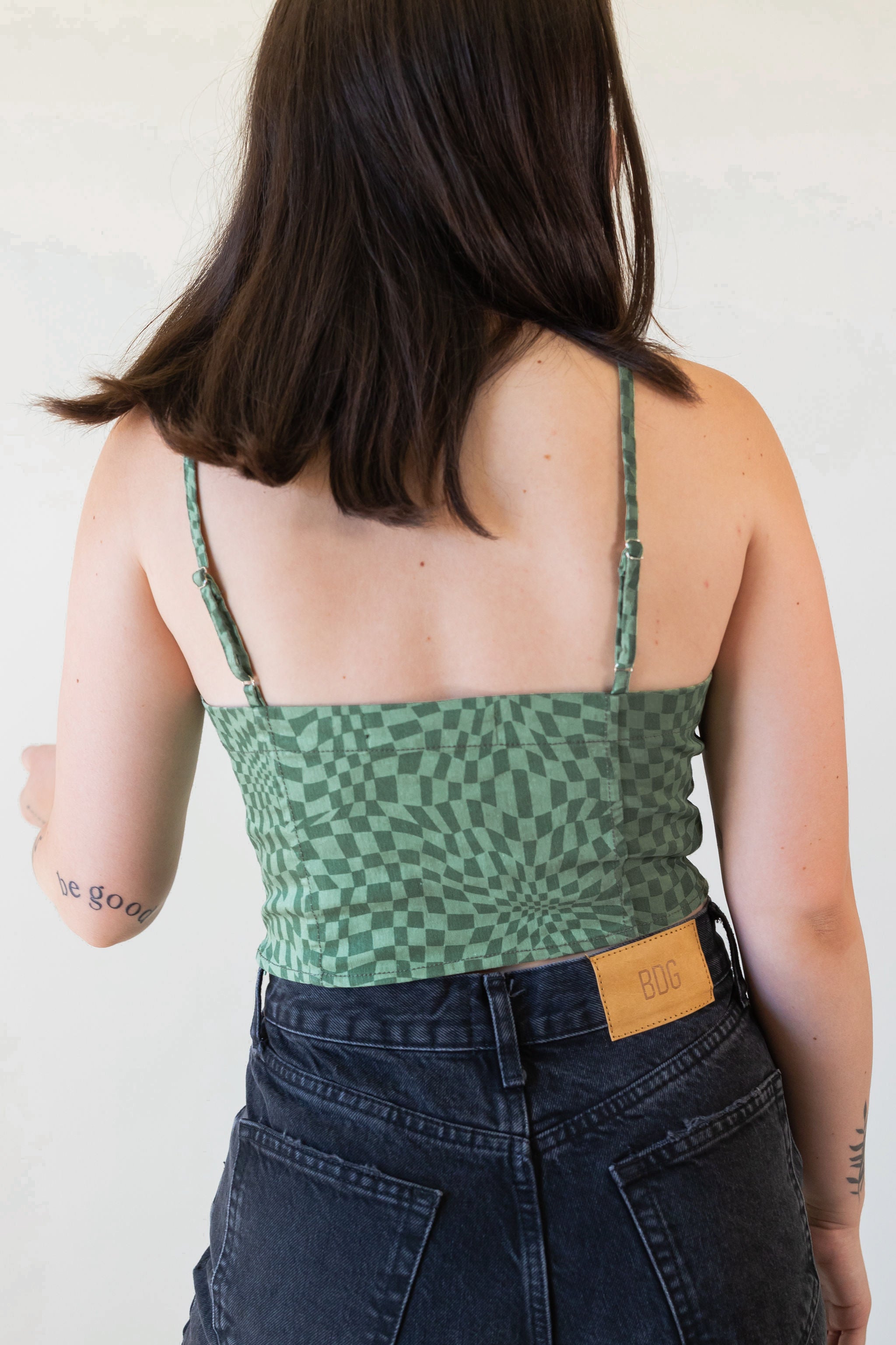 Not Tonight Checkered Cami Crop Top