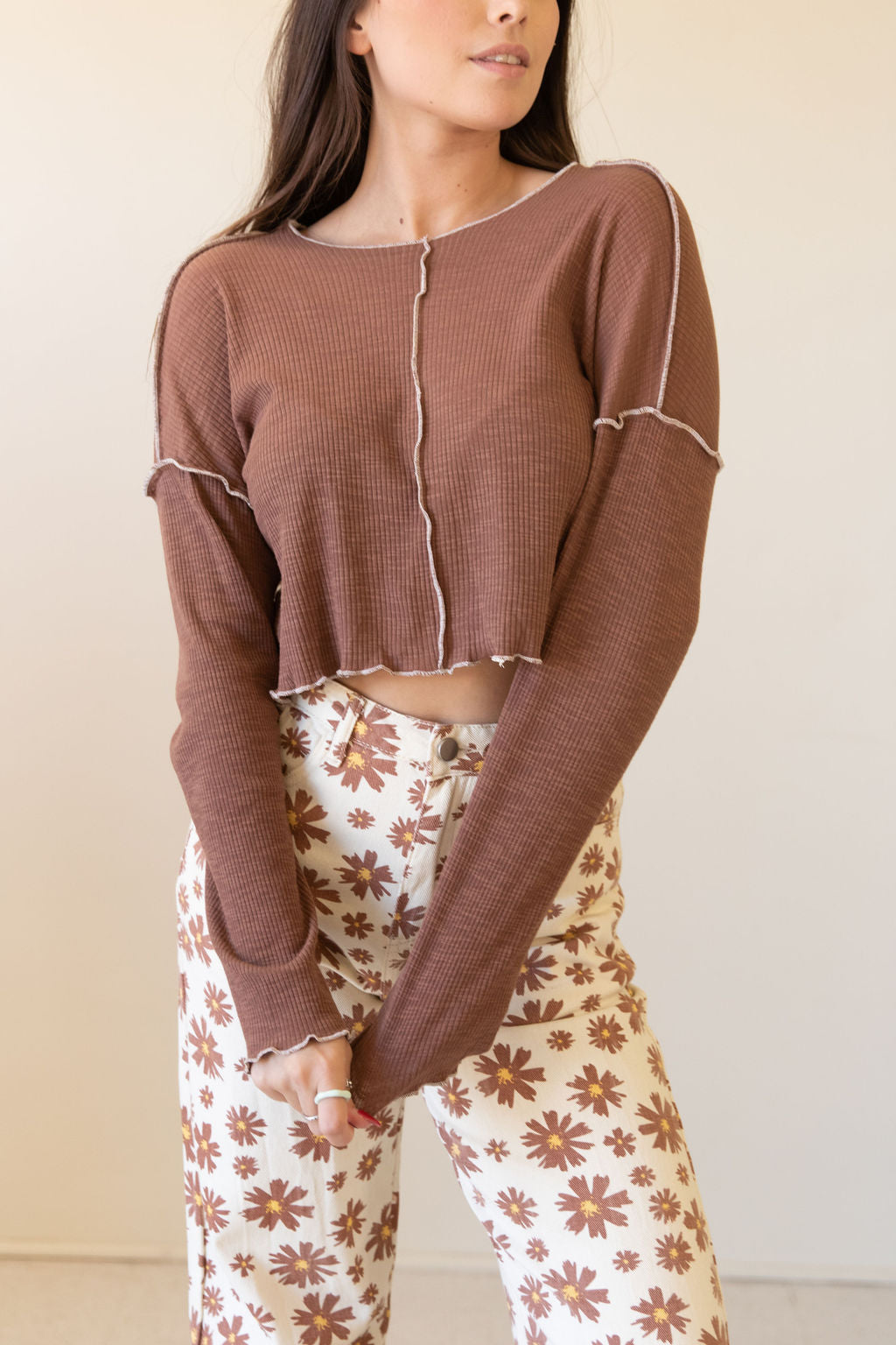 Happy Now Long Sleeve Crop Top
