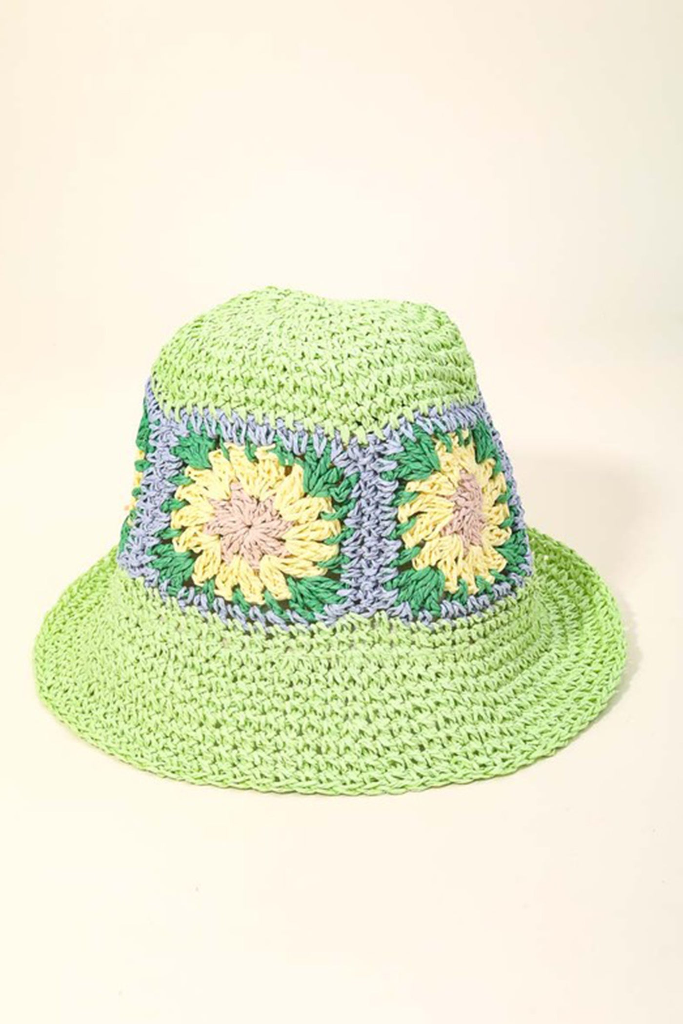 Flower Square Straw Bucket Hat