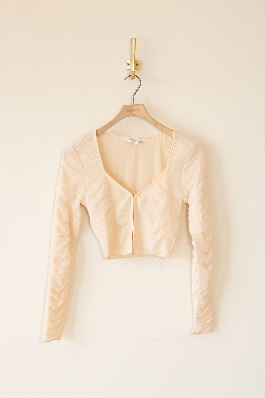 Don't Dare Long Sleeve Rouched Crop Top