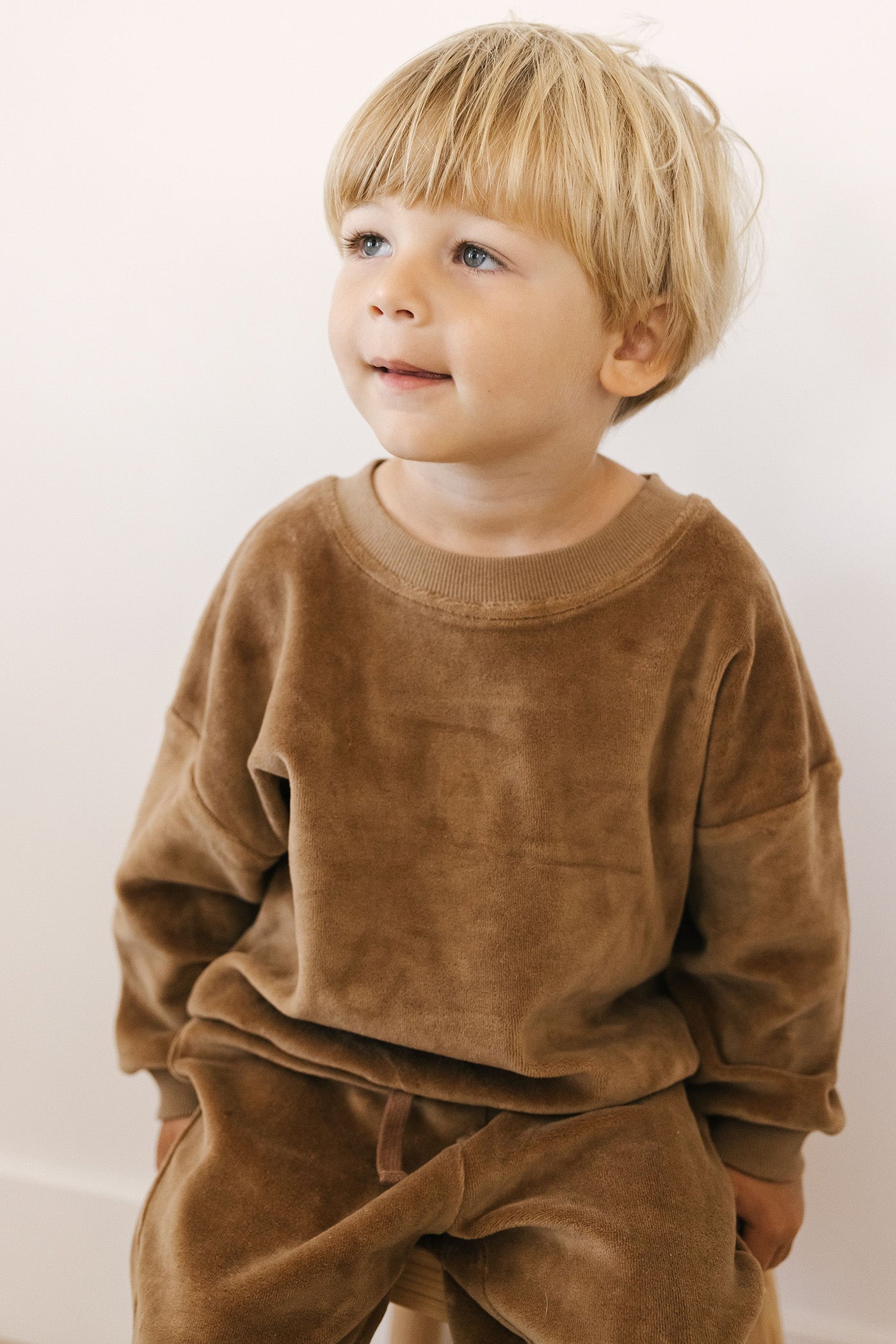 Velour Relaxed Sweashirt by Quincy Mae