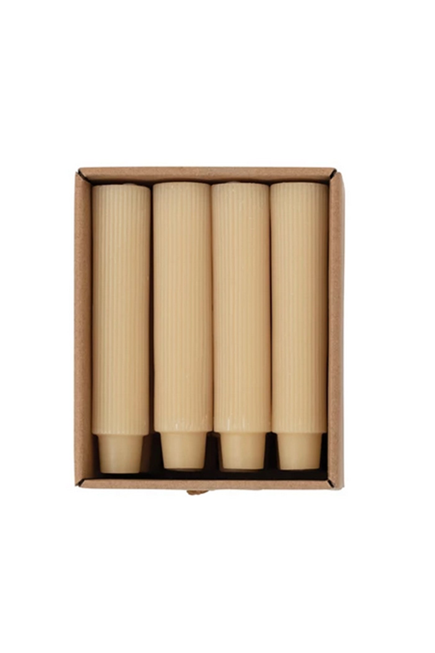 Unscented Pleated Taper Candles- Cream