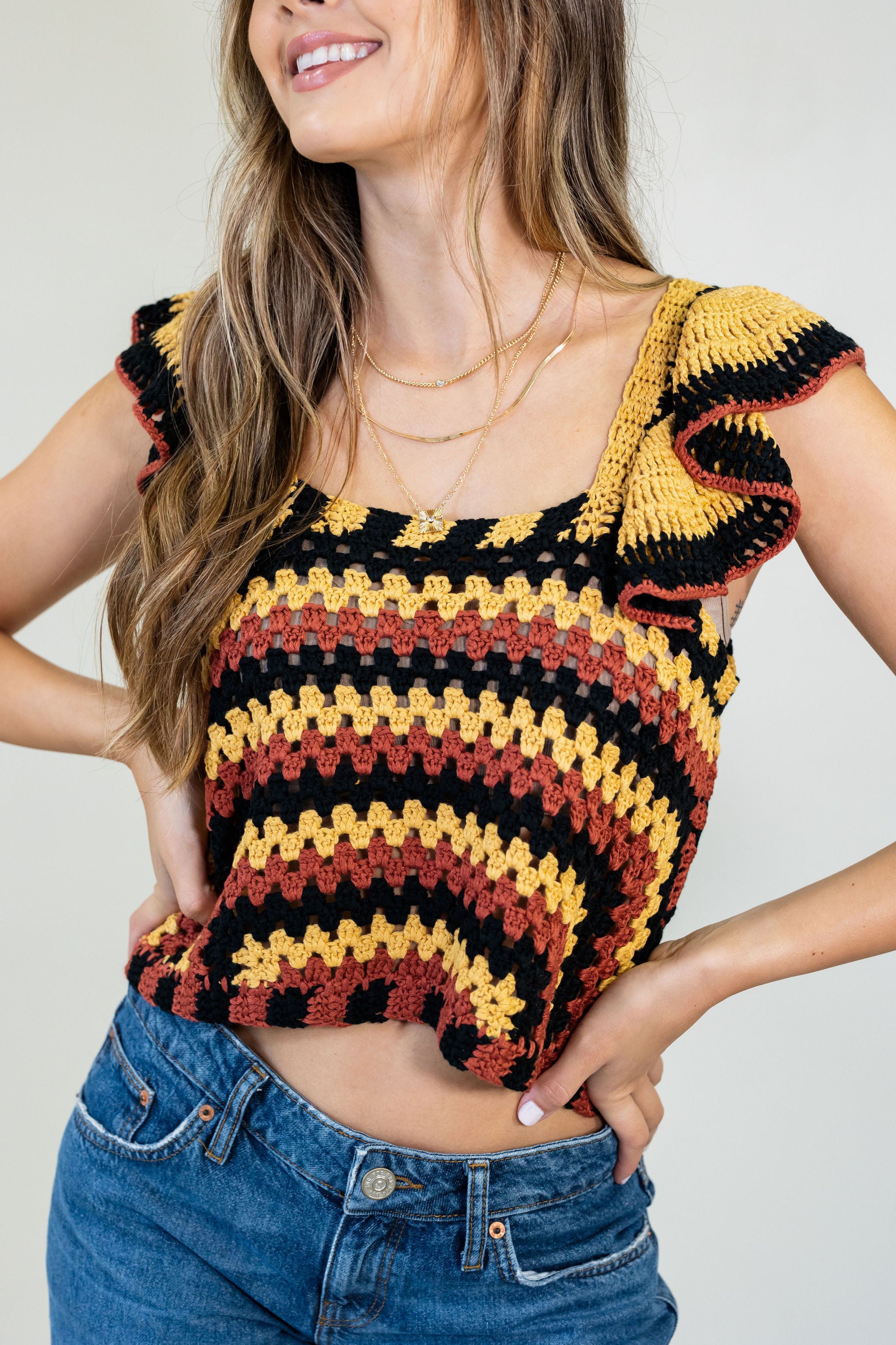 My Reaction Open Knit Crop Top
