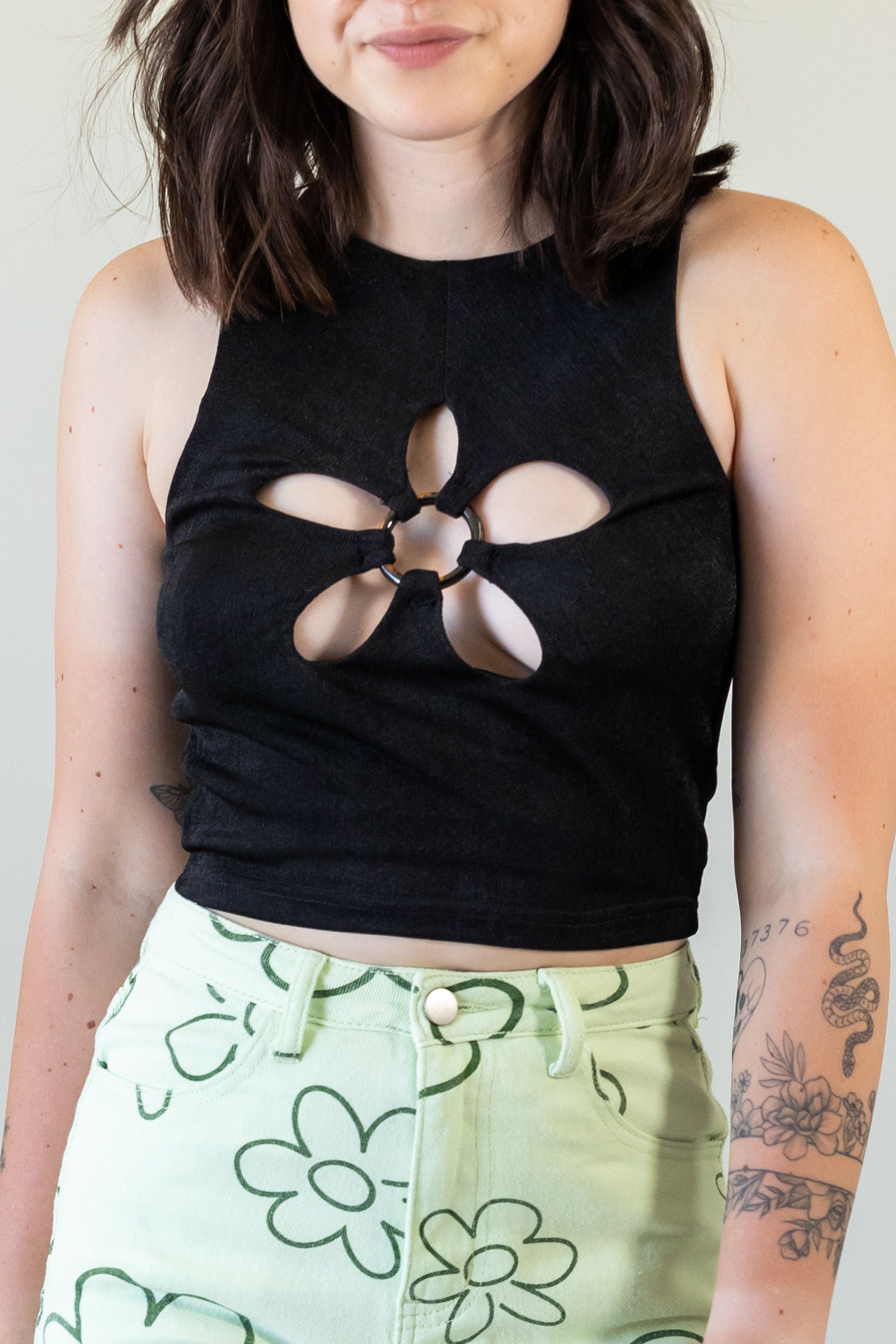 Not Worried Daisy Cutout Crop Top